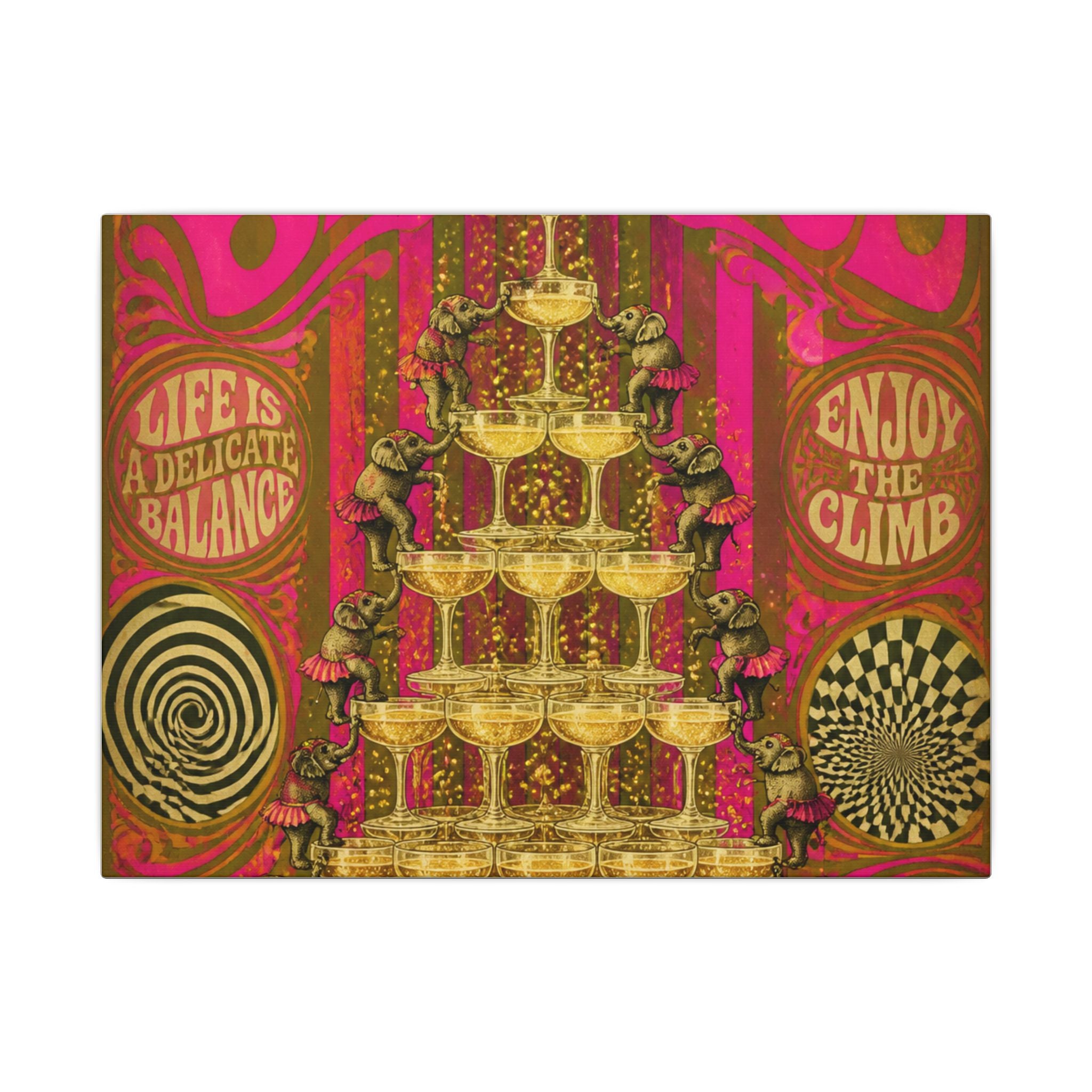 Champagne Tower Elephants Wall Art Canvas 16×20 Psychedelic Cafe Decor Maximalist Print