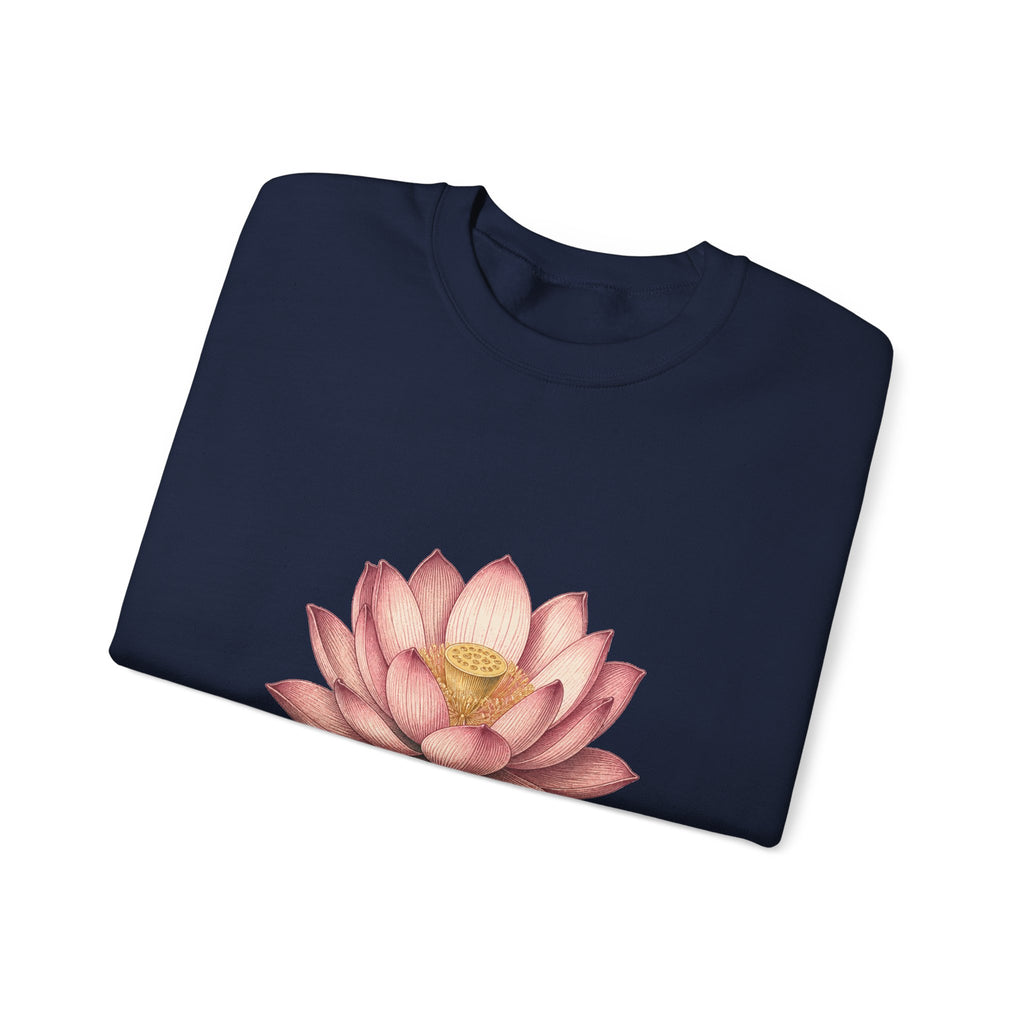 Matching Couple Sweatshirt - Open & Closed Lotus Matching Couple Crewneck Sweatshirt Vintage Art His Hers Wedding Gift - Design A