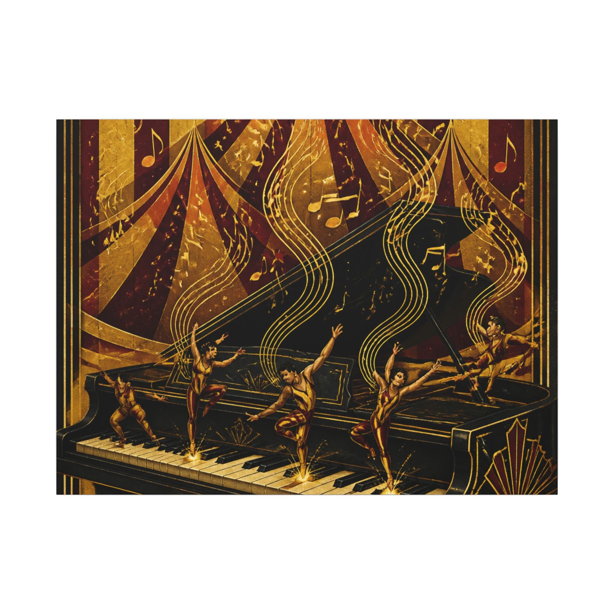 Grand Piano Acrobats Wall Art Canvas 24×36 Art Deco Bar Area Decor Maximalist Print