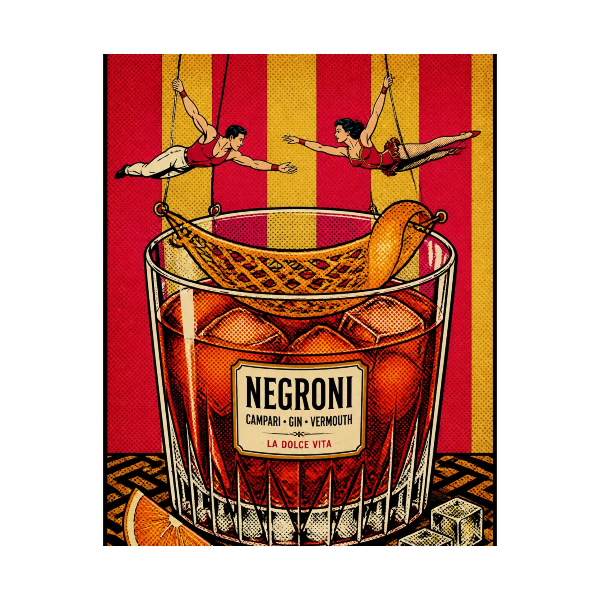 Negroni Trapeze Act Wall Art Poster 18×24 Pop Art Living Room Decor Maximalist Print