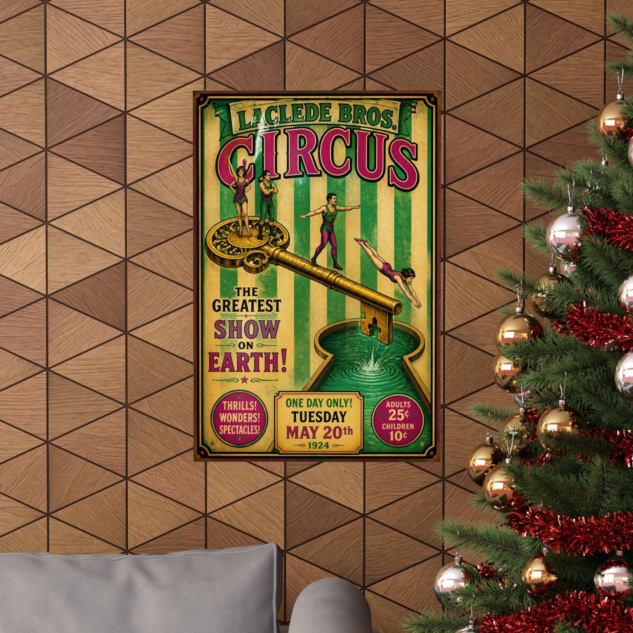 Giant Key Performance Wall Art Poster 24×36 Vintage Circus Bedroom Decor Maximalist Print