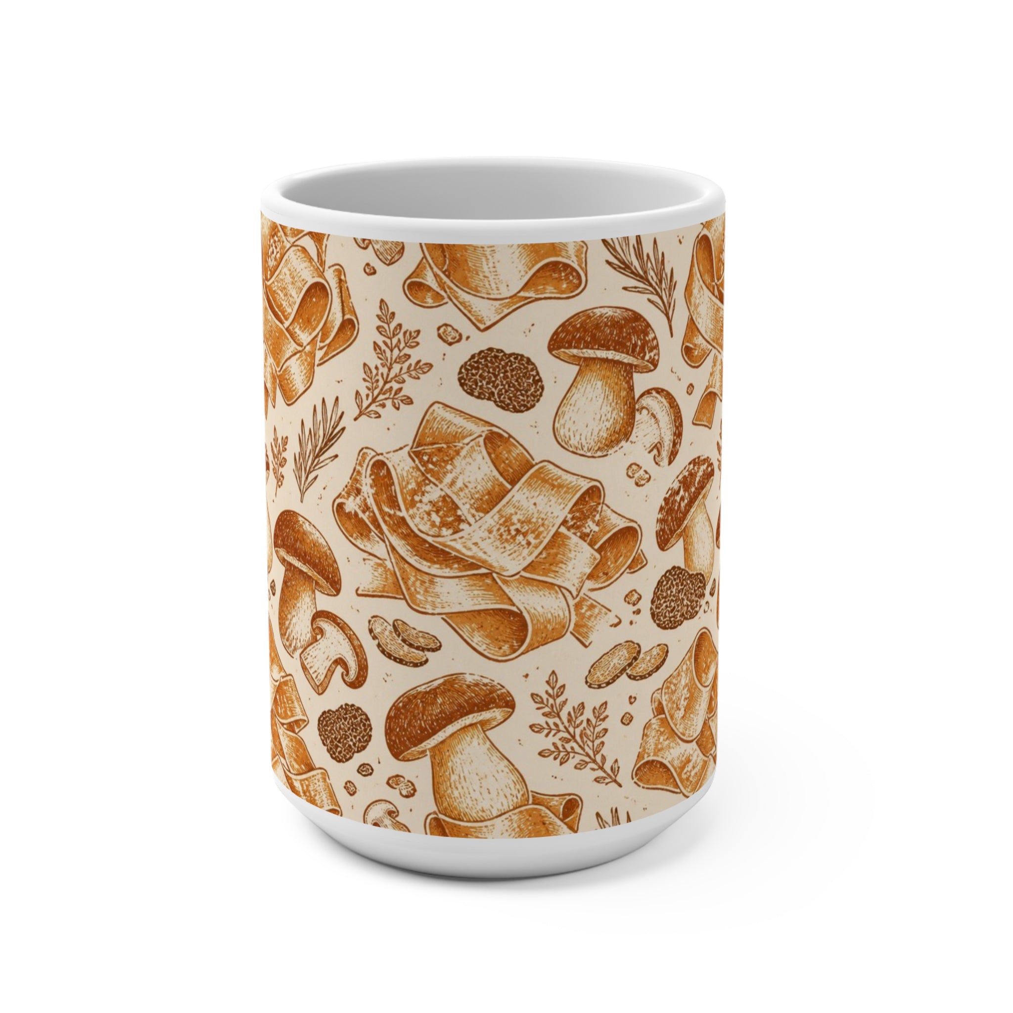 Pappardelle Ribbons 15oz Ceramic Mug Mediterranean Kitchen Linocut Design Italian Cottagecore Gift