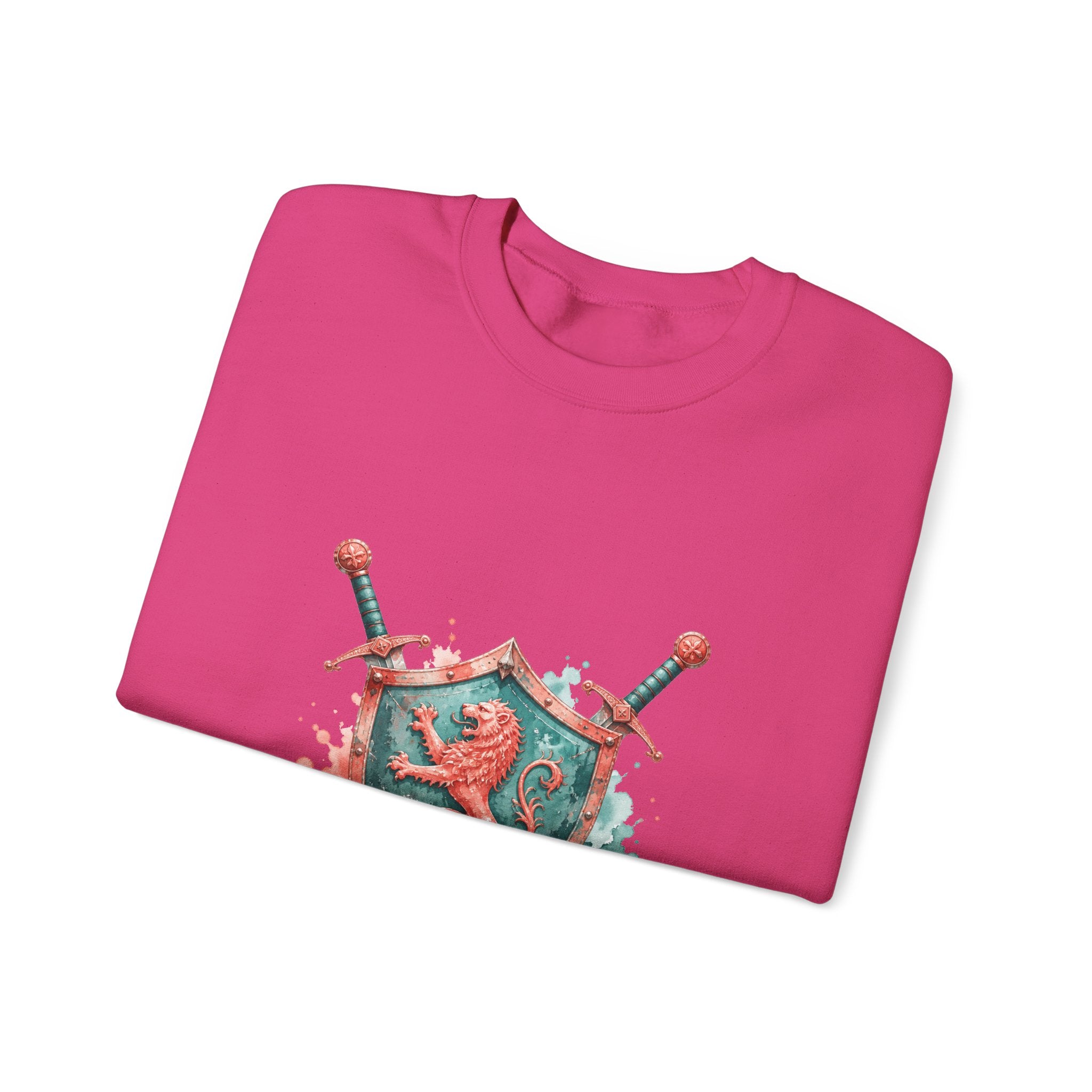 Matching Couple Sweatshirt - Crown & Shield Matching Couple Comfort Colors Crew Watercolor Art His Hers Birthday Gift - Design B
