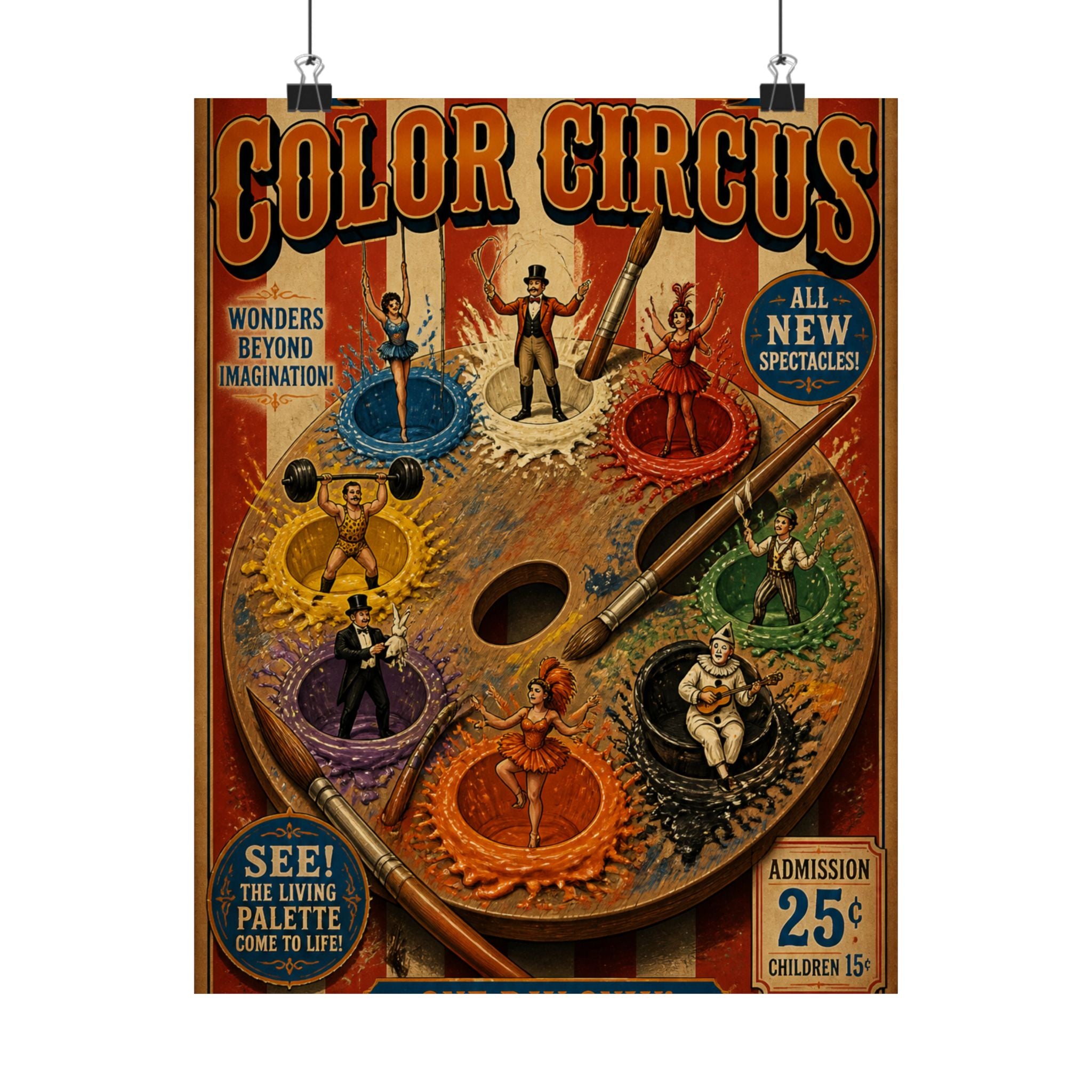 Paint Palette Stage Wall Art Poster 24×36 Vintage Circus Bedroom Decor Maximalist Print