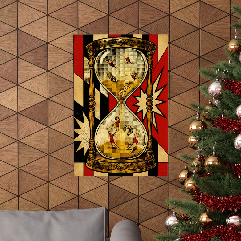Hourglass Acrobats Wall Art Poster 18×24 Pop Art Living Room Decor Maximalist Print