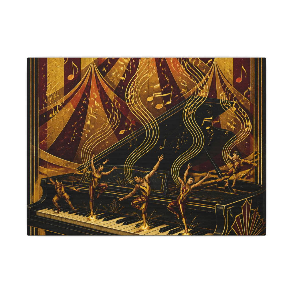 Grand Piano Acrobats Wall Art Canvas 24×36 Art Deco Bar Area Decor Maximalist Print