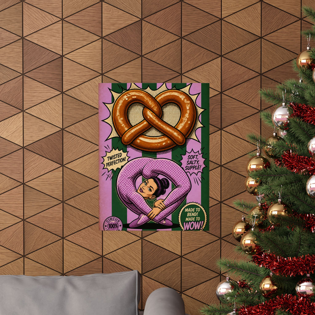 Pretzel Contortionist Wall Art Poster 24×36 Pop Art Restaurant Decor Maximalist Print