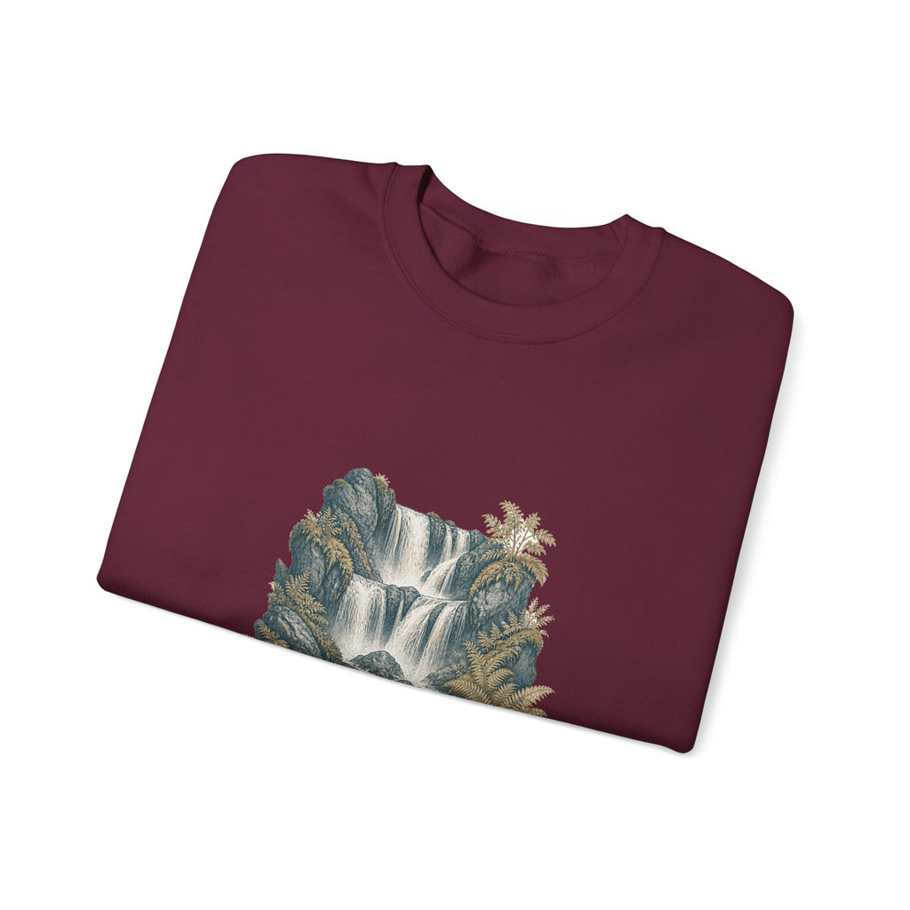 Matching Couple Sweatshirt - Wildfire & Waterfall Matching Couple Crewneck Sweatshirt Vintage Art His Hers Wedding Gift - Design B