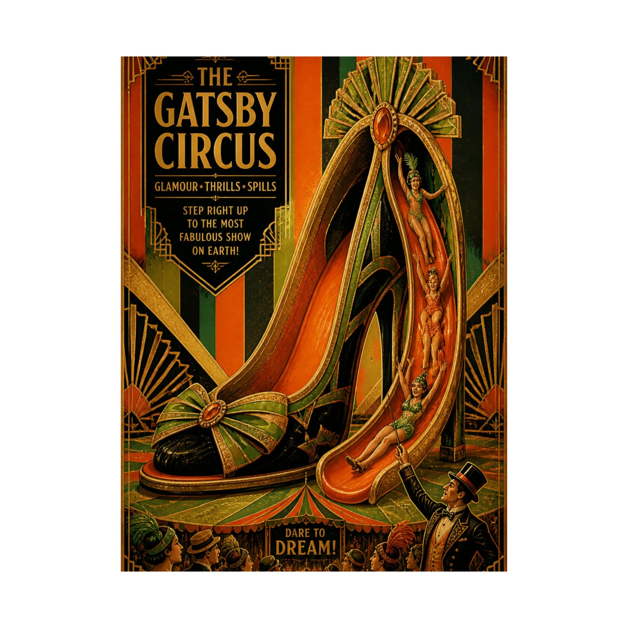 High Heel Slide Wall Art Poster 24×36 Art Deco Bar Area Decor Maximalist Print