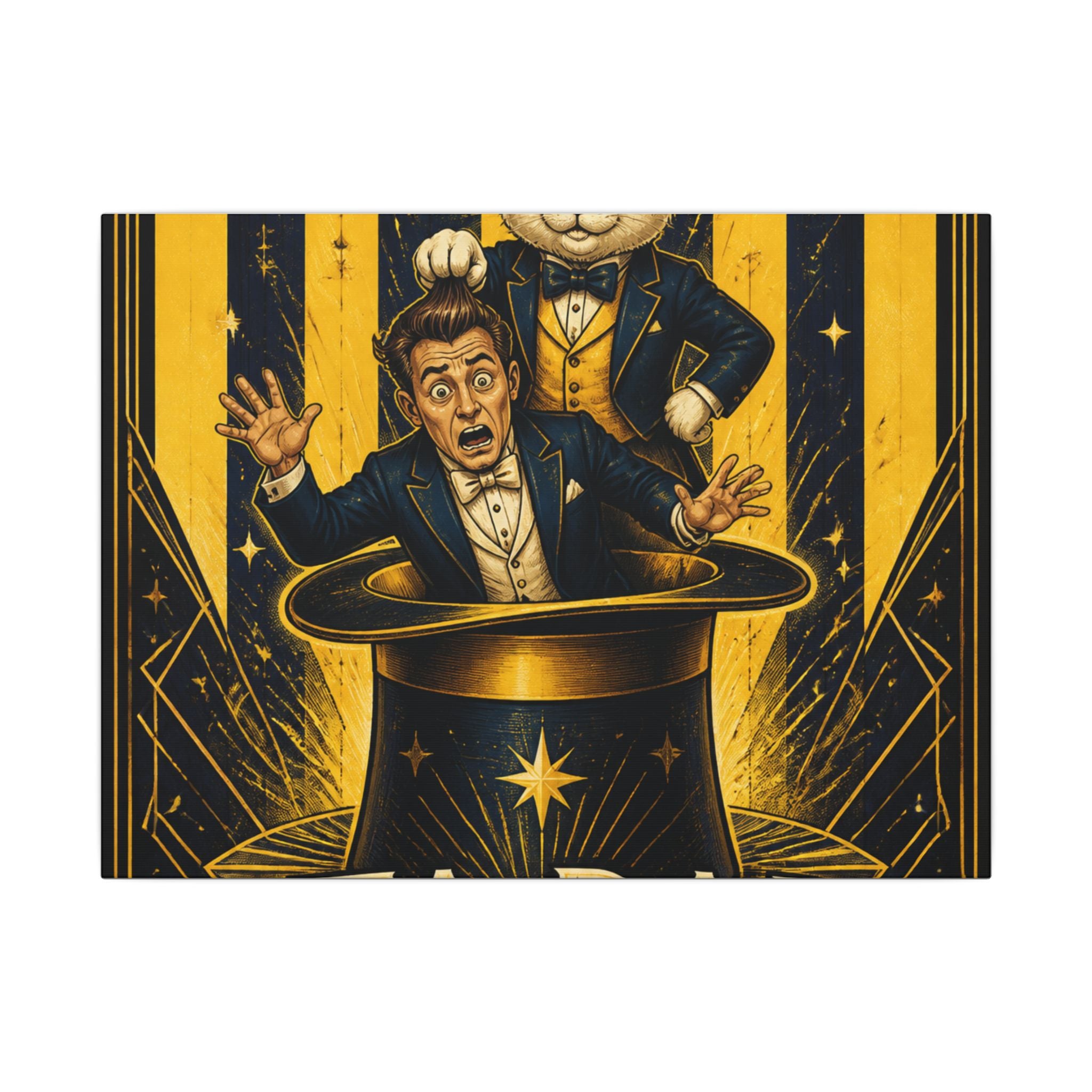 Magic Hat Rabbit Wall Art Canvas 24×36 Art Deco Bar Area Decor Maximalist Print