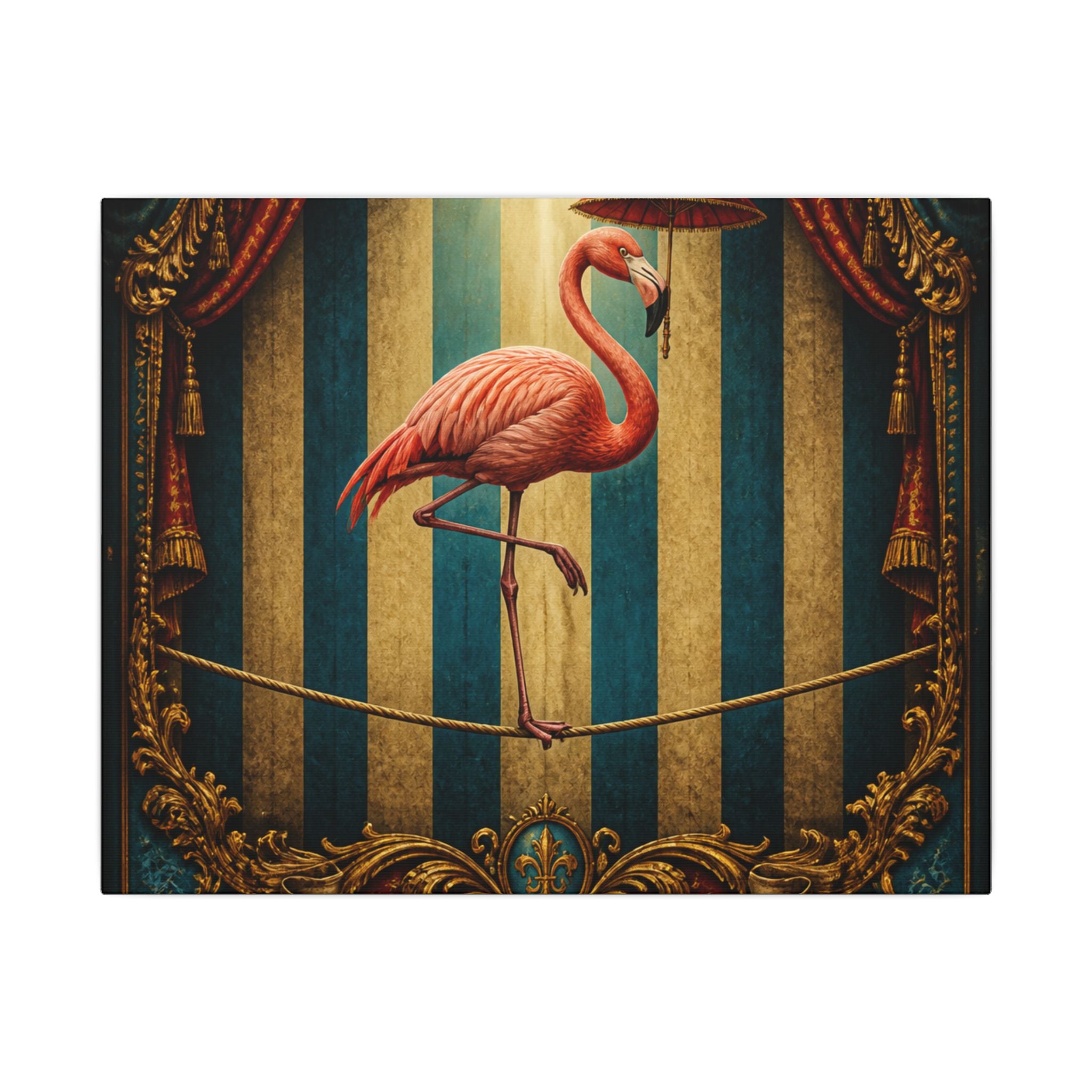 Flamingo Tightrope Wall Art Canvas 24×36 Baroque Studio Decor Maximalist Print