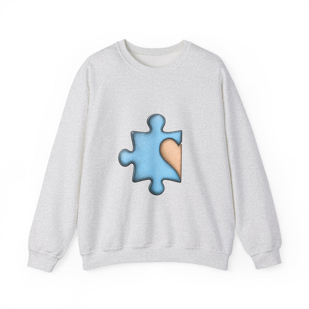 Matching Couple Sweatshirt - Puzzle Pieces Matching Couple Crewneck Sweatshirt Hand-Drawn Art His Hers Best Friend Gift - Design A