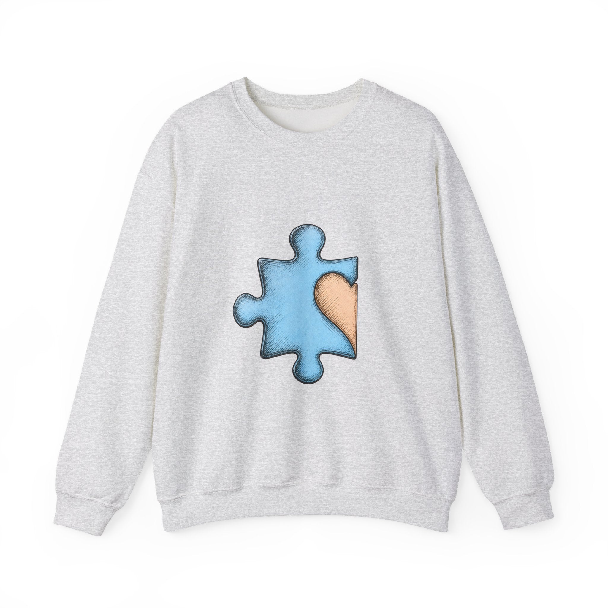 Matching Couple Sweatshirt - Puzzle Pieces Matching Couple Crewneck Sweatshirt Hand-Drawn Art His Hers Best Friend Gift - Design A