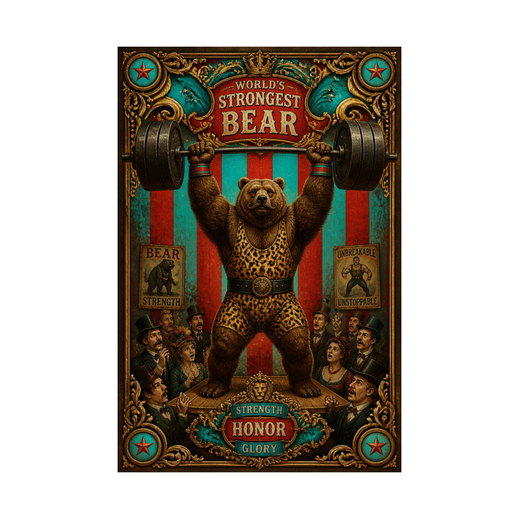Strongman Bear Wall Art Poster 24×36 Baroque Studio Decor Maximalist Print