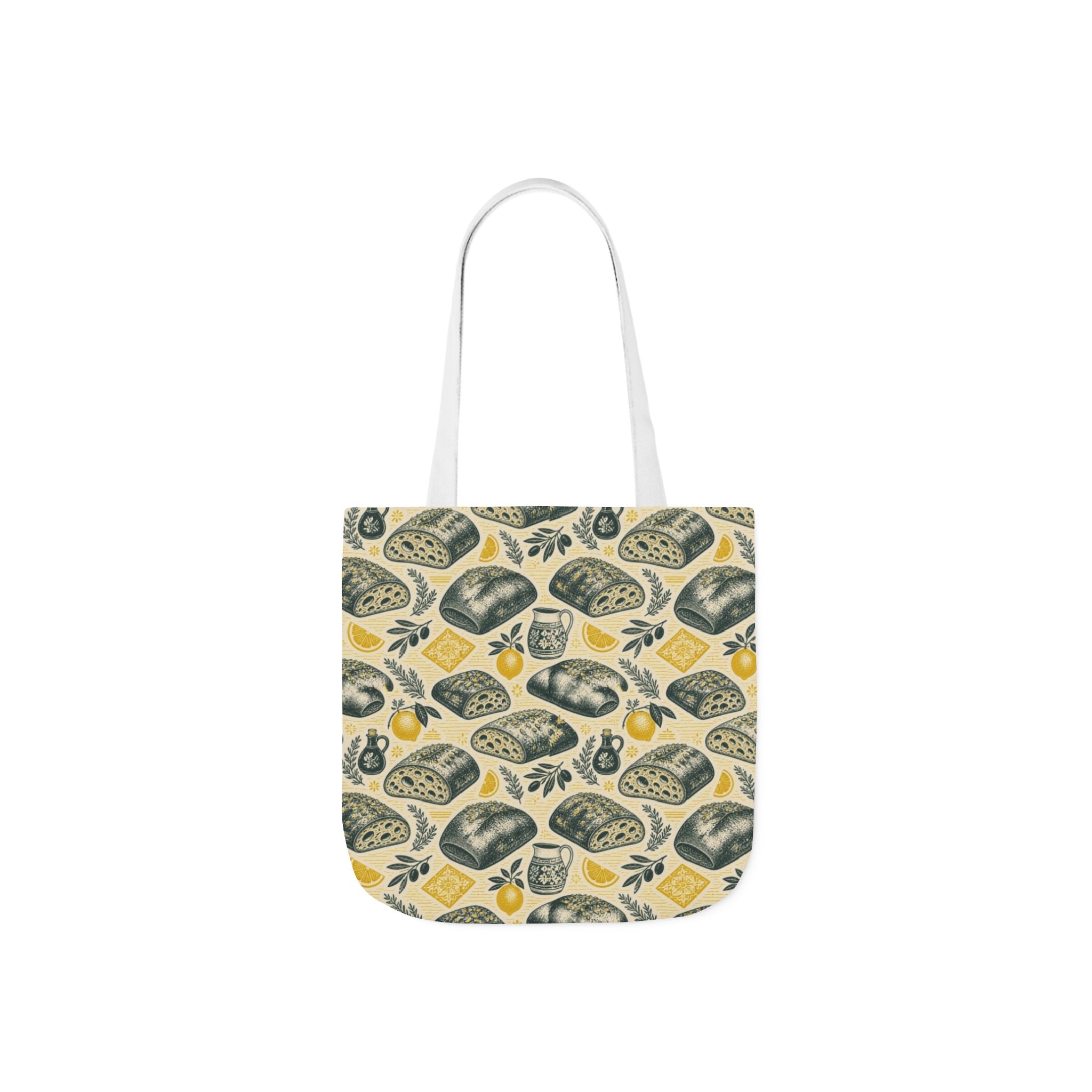 Ciabatta Rolls Canvas Tote Bag Mediterranean Kitchen Linocut Design Italian Cottagecore Gift