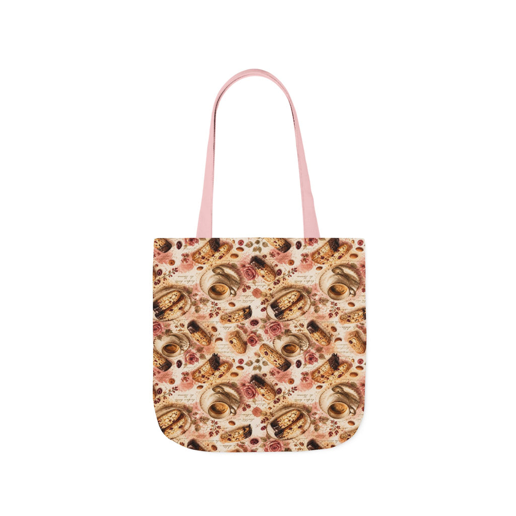 Almond Biscotti Canvas Tote Bag Mediterranean Kitchen Watercolor Splash Design Italian Cottagecore Gift