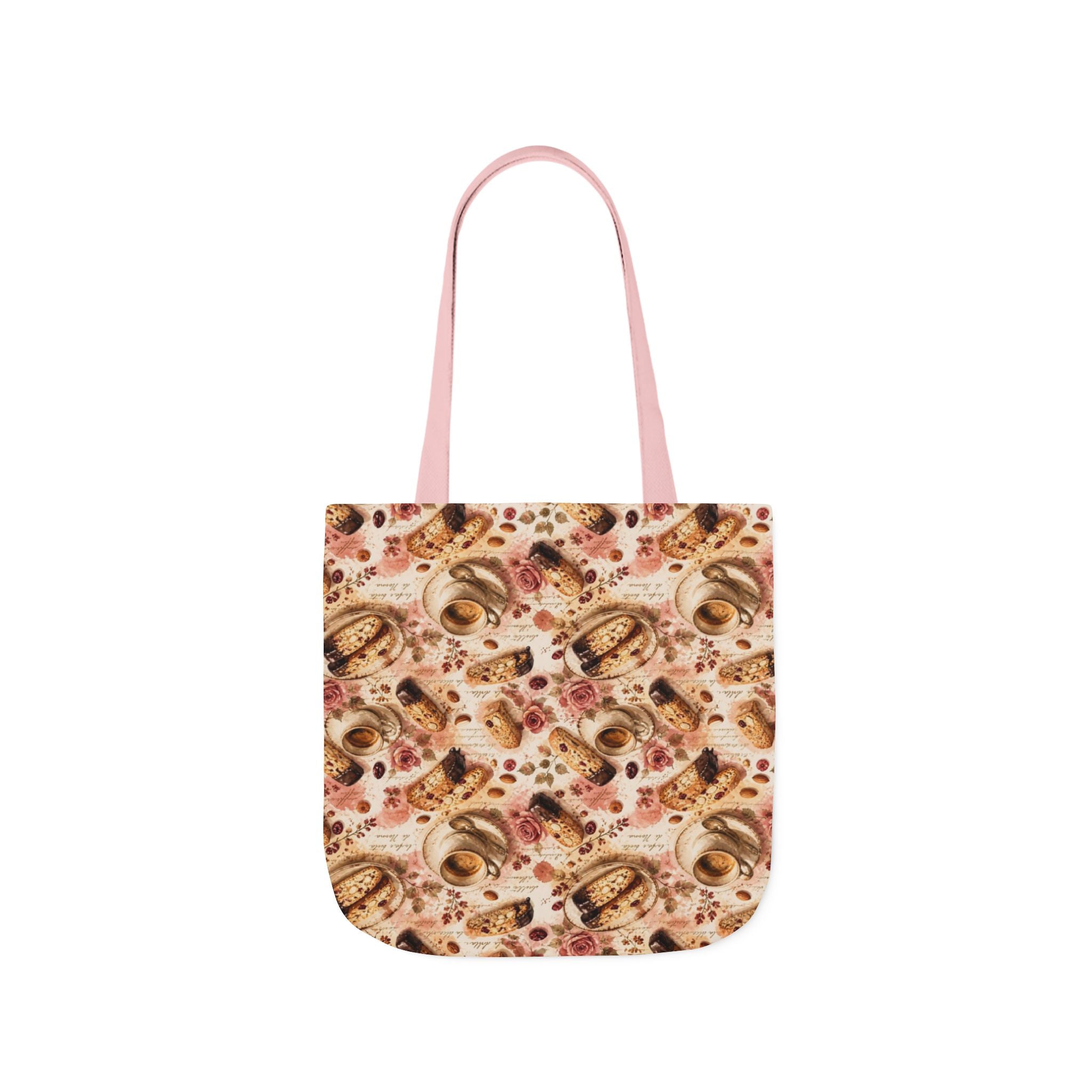 Almond Biscotti Canvas Tote Bag Mediterranean Kitchen Watercolor Splash Design Italian Cottagecore Gift