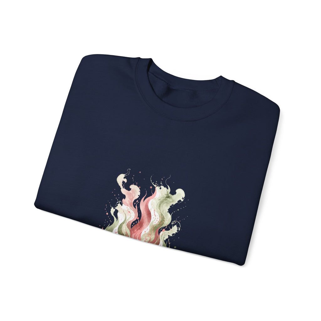 Matching Couple Sweatshirt - Wildfire & Waterfall Matching Couple Premium Fleece Sweatshirt Watercolor Art His Hers Birthday Gift - Design A