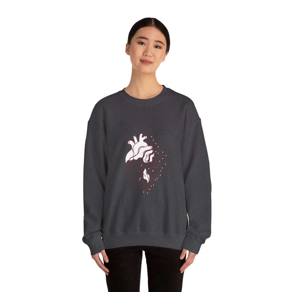 Matching Couple Sweatshirt - Robot & Heart Matching Couple Comfort Colors Crew Minimalist Art His Hers Christmas Gift - Design B