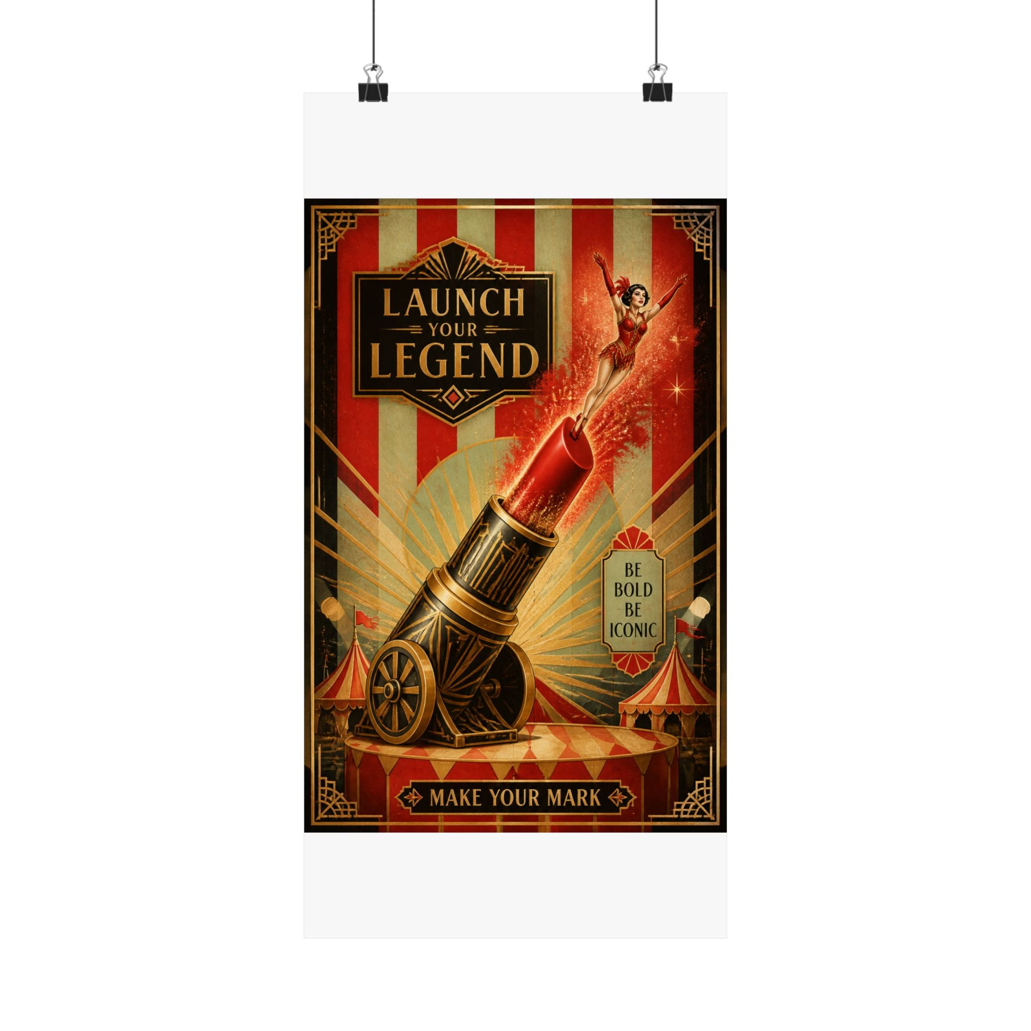 Lipstick Cannon Wall Art Poster 18×24 Art Deco Entryway Decor Maximalist Print
