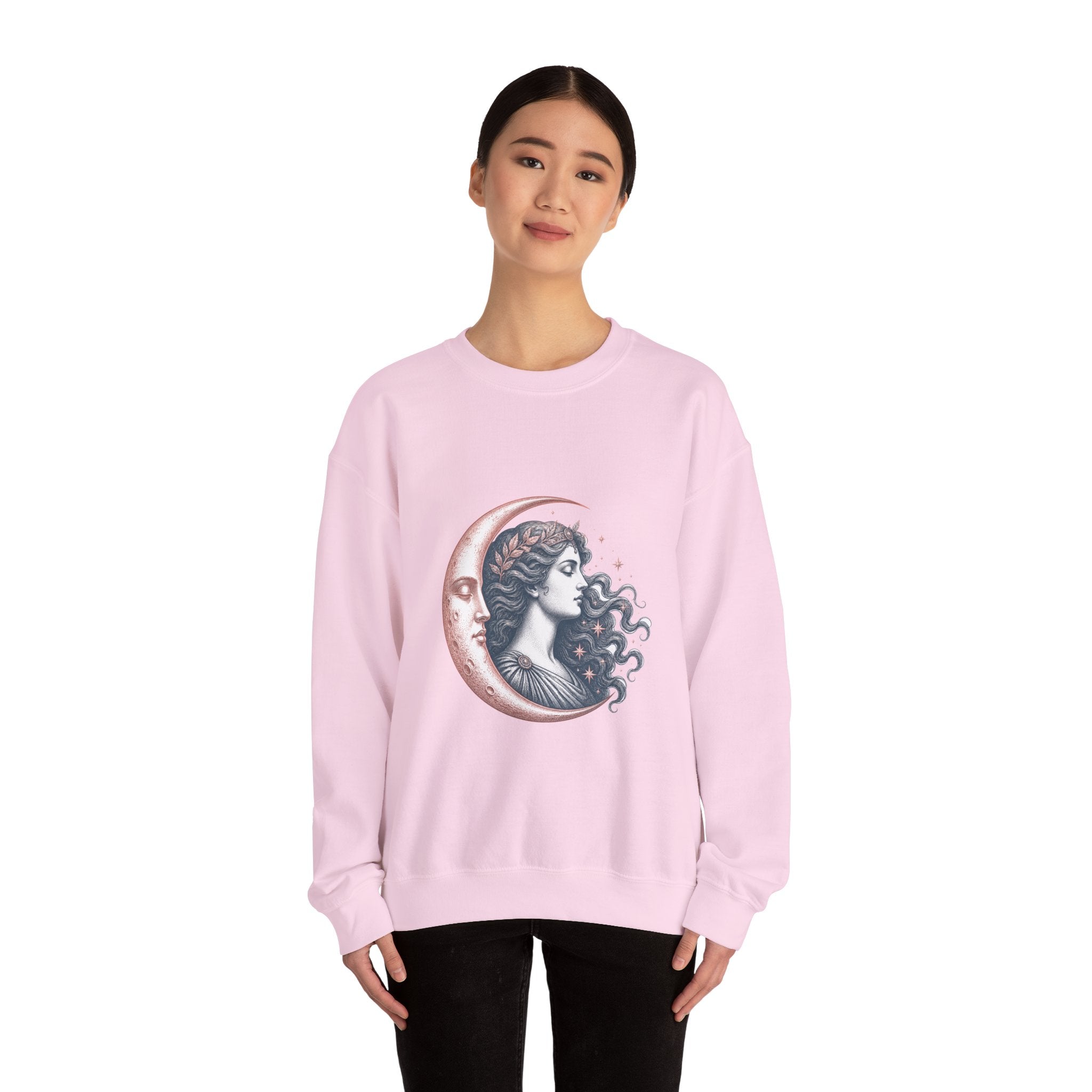 Matching Couple Sweatshirt - Helios & Selene Matching Couple Premium Fleece Sweatshirt Vintage Art His Hers Honeymoon Gift - Design B