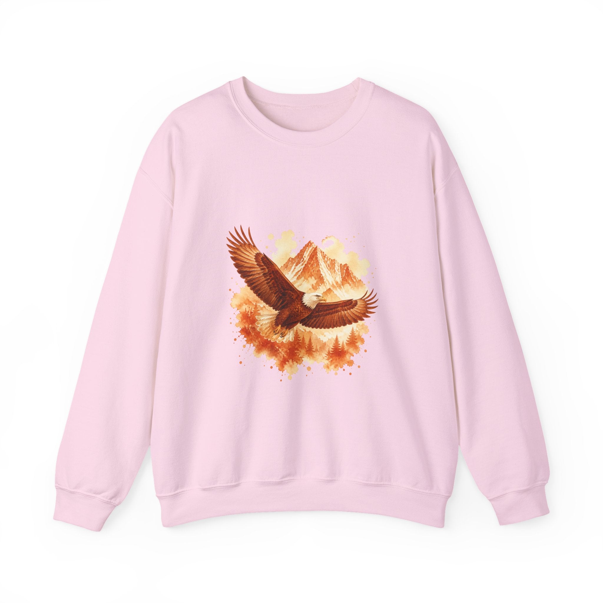Matching Couple Sweatshirt - Eagle & Whale Matching Couple Premium Fleece Sweatshirt Watercolor Art His Hers Birthday Gift - Design A