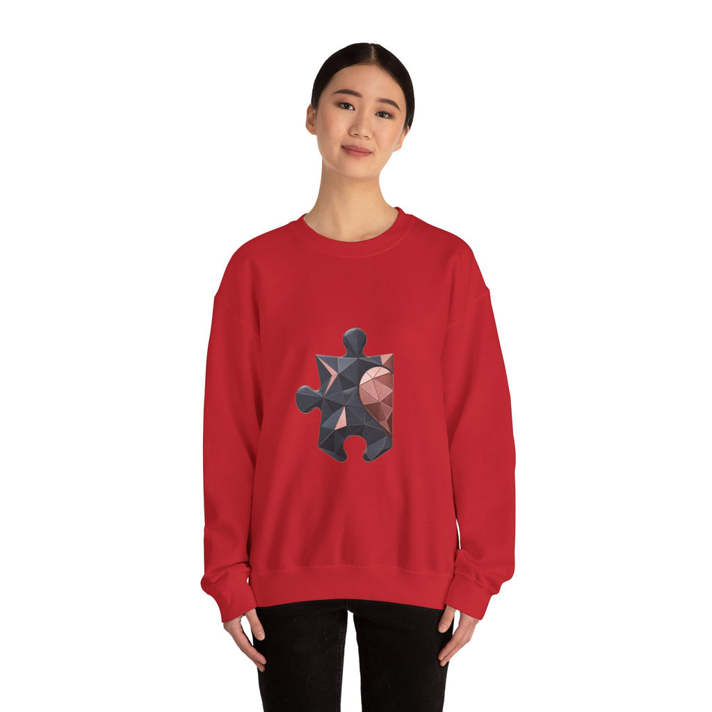 Matching Couple Sweatshirt - Puzzle Pieces Matching Couple Comfort Colors Crew Geometric Art His Hers Love Gift - Design A