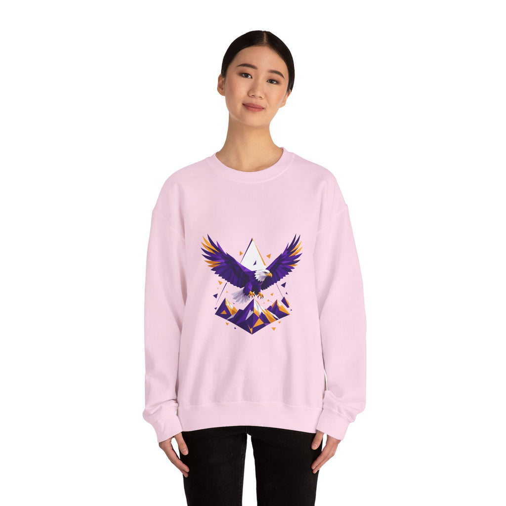 Matching Couple Sweatshirt - Eagle & Whale Matching Couple Premium Fleece Sweatshirt Geometric Art His Hers Love Gift - Design A