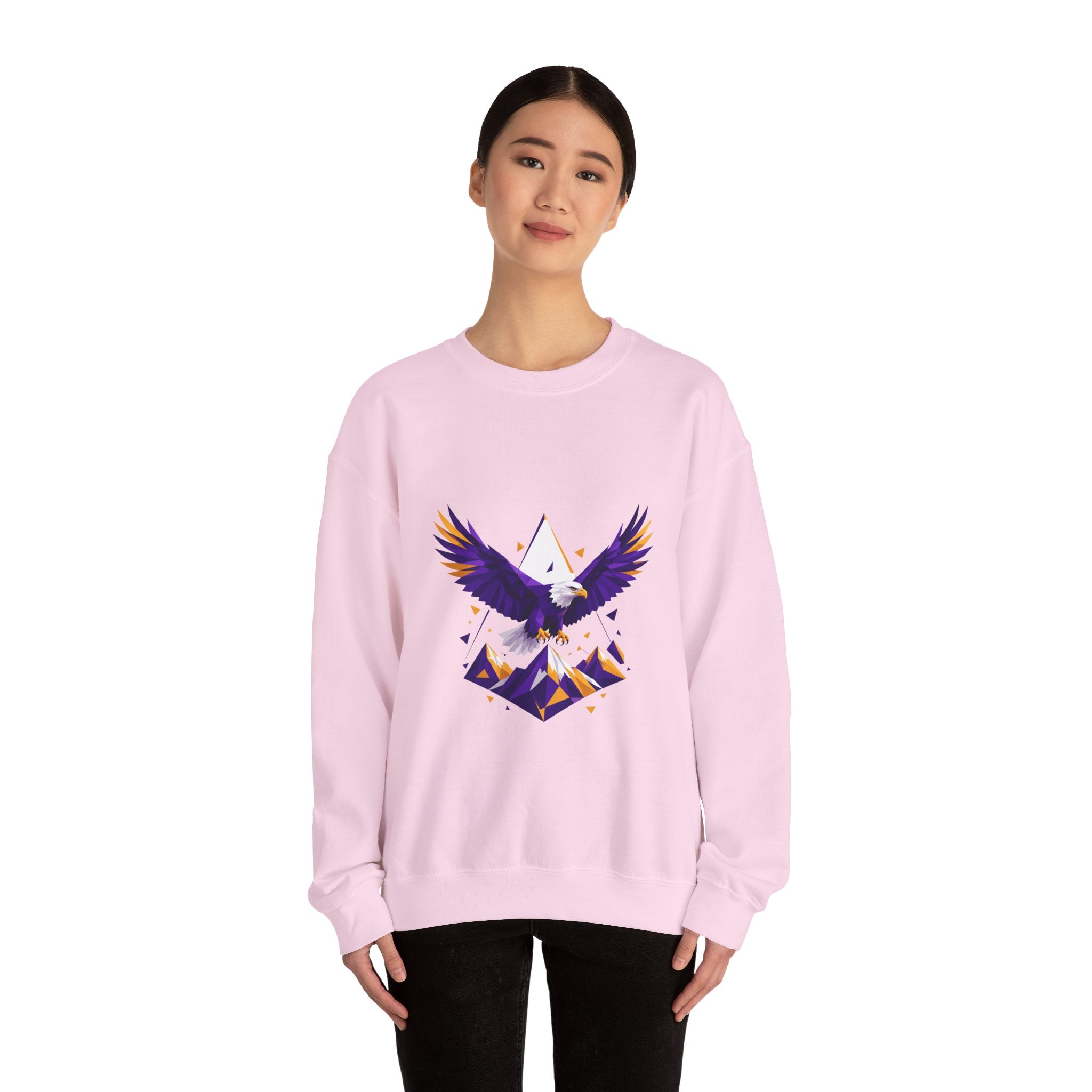 Matching Couple Sweatshirt - Eagle & Whale Matching Couple Premium Fleece Sweatshirt Geometric Art His Hers Love Gift - Design A