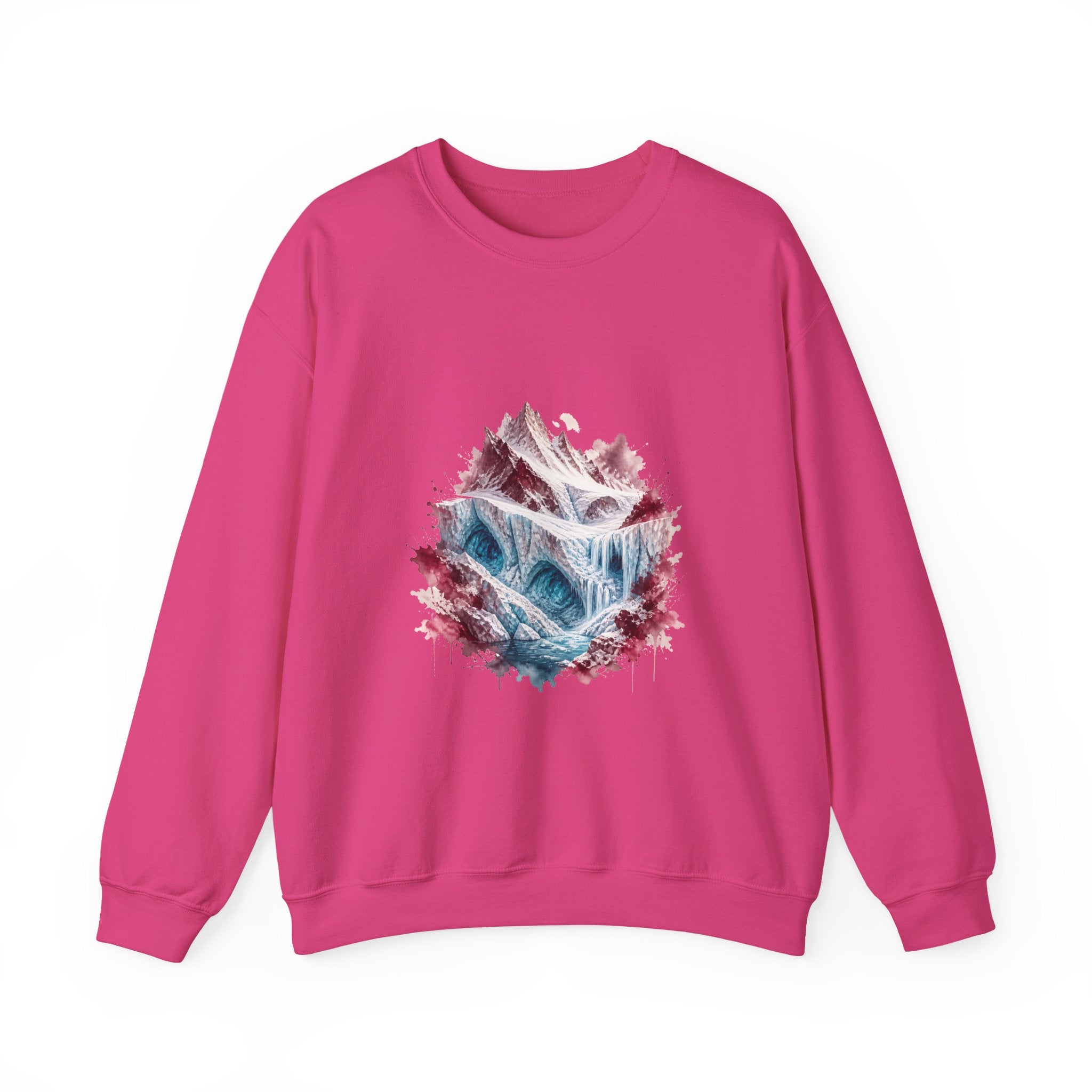 Matching Couple Sweatshirt - Volcano & Glacier Matching Couple Comfort Colors Crew Watercolor Art His Hers Birthday Gift - Design B