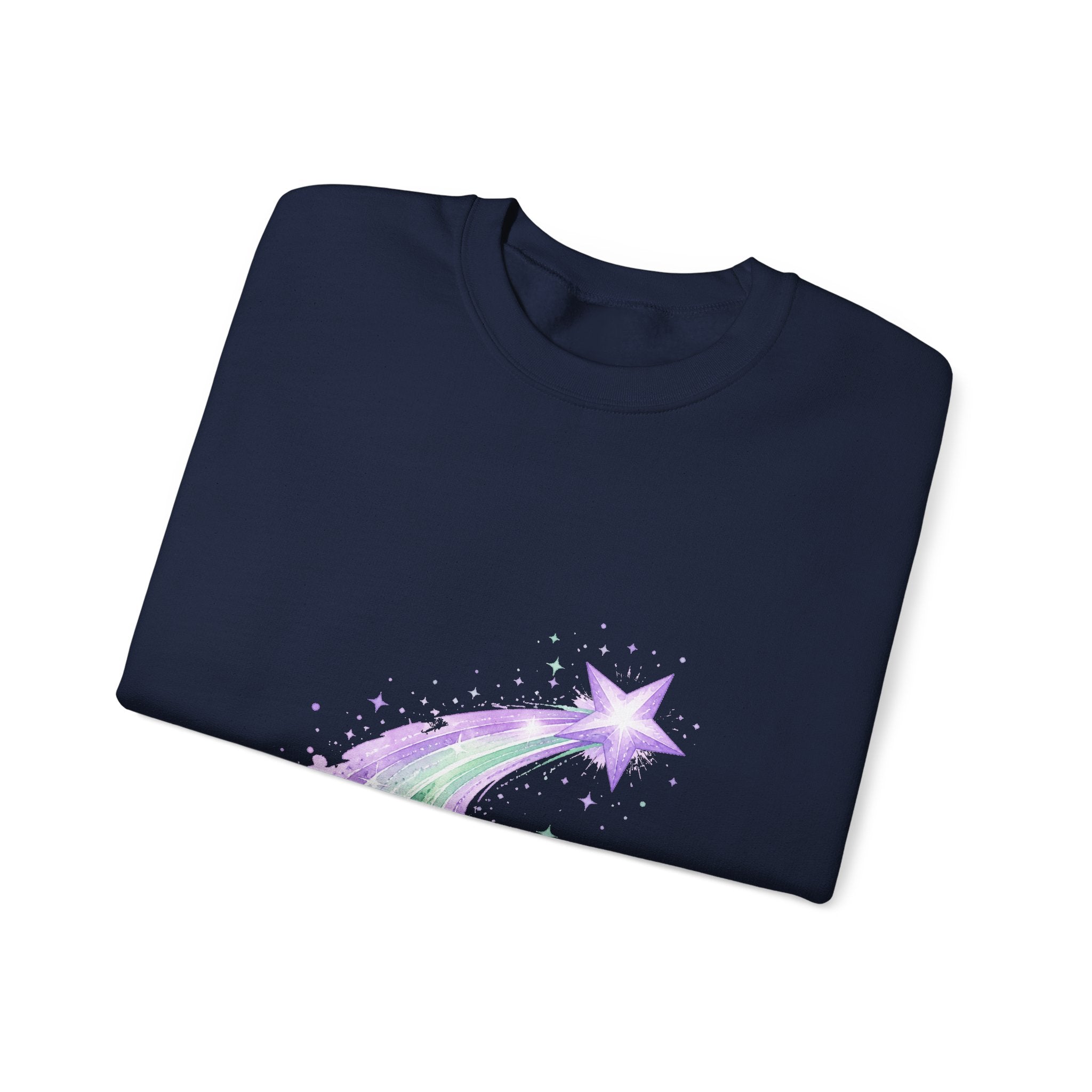 Matching Couple Sweatshirt - Shooting Star & North Star Matching Couple Crewneck Sweatshirt Watercolor Art His Hers Engagement Gift - Design A