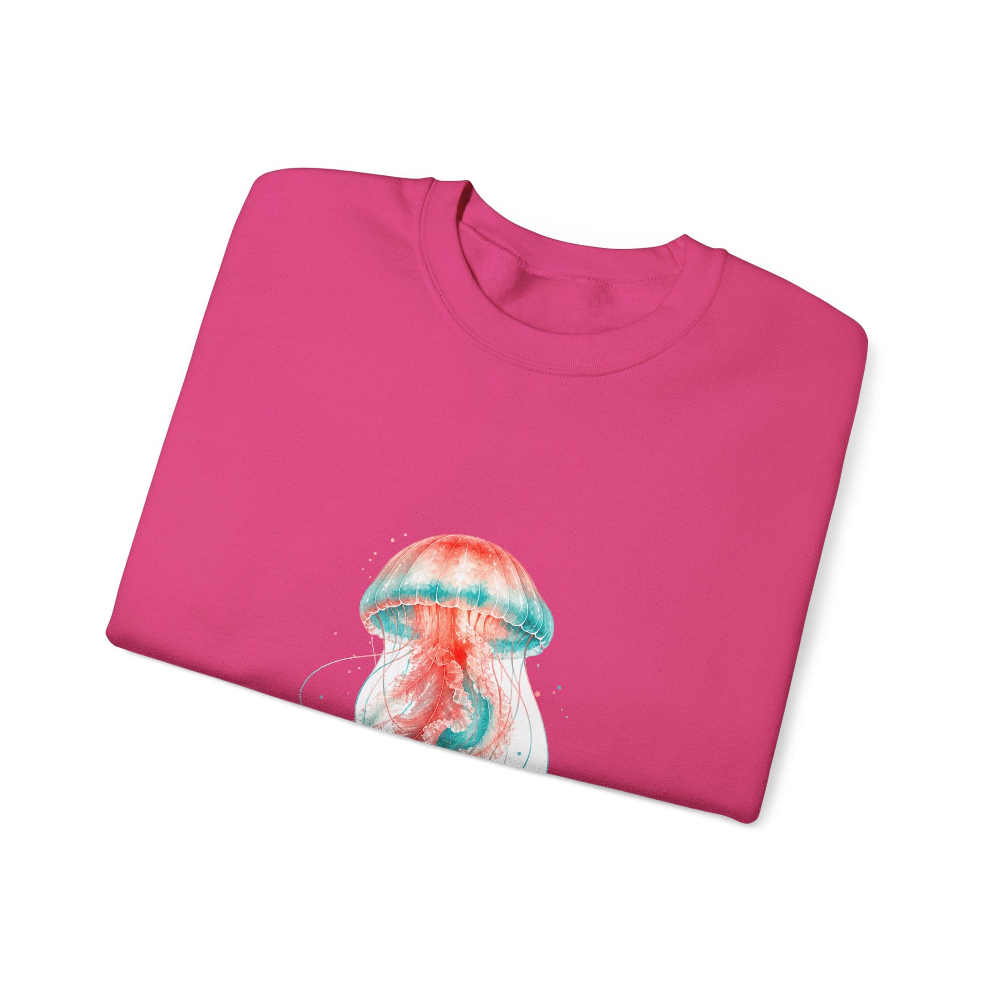 Matching Couple Sweatshirt - Octopus & Jellyfish Matching Couple Premium Fleece Sweatshirt Watercolor Art His Hers Birthday Gift - Design B