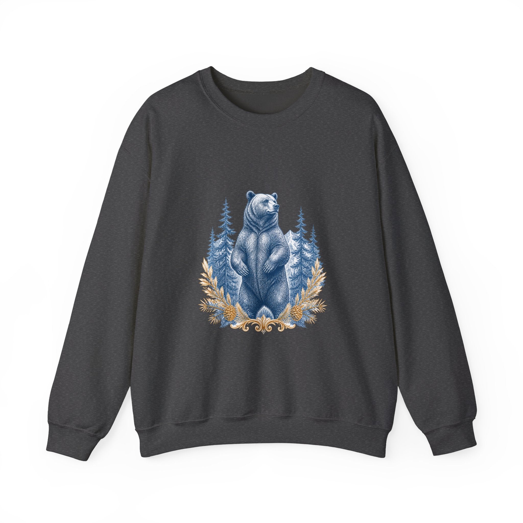 Matching Couple Sweatshirt - Bear & Deer Matching Couple Crewneck Sweatshirt Vintage Art His Hers Wedding Gift - Design A