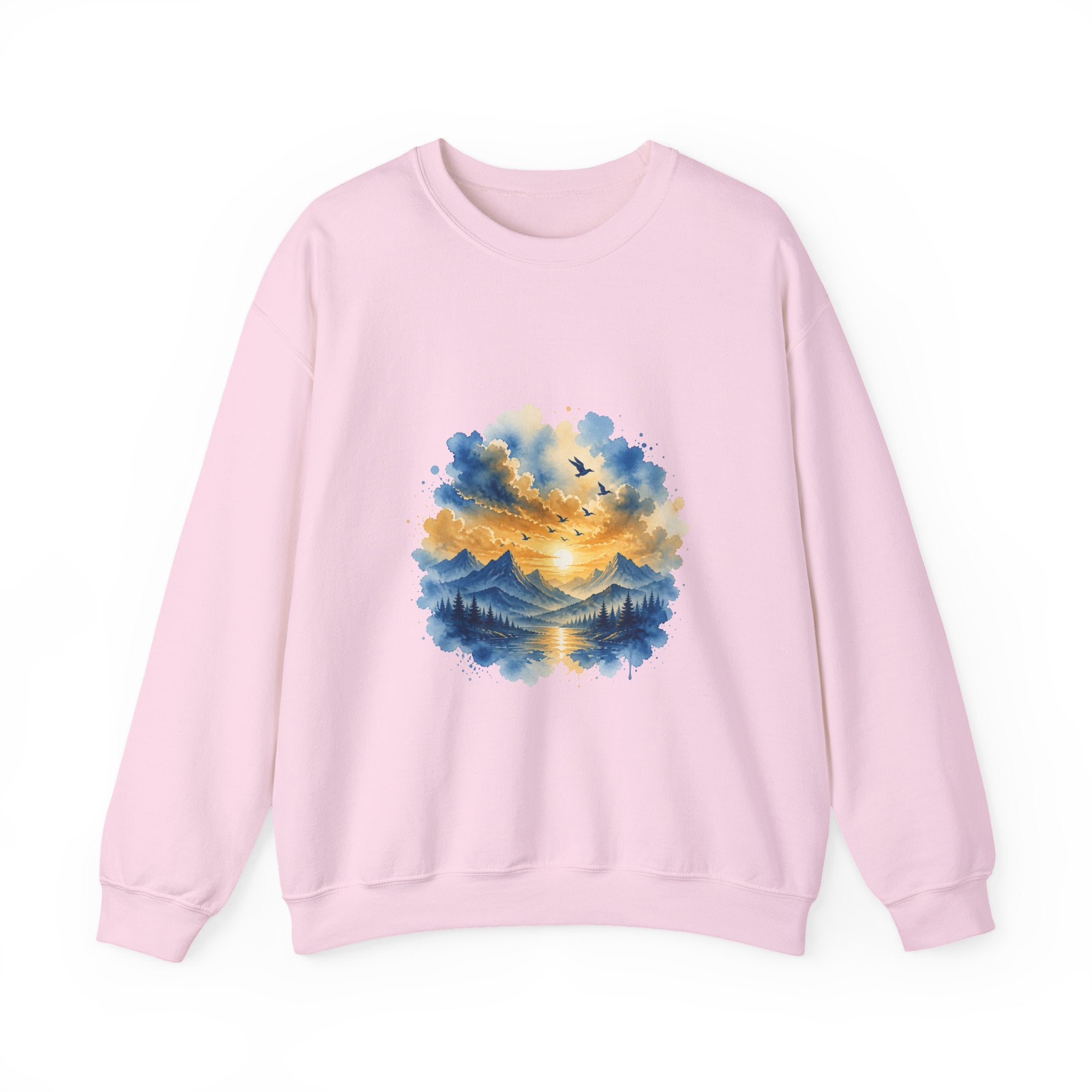 Matching Couple Sweatshirt - Sunrise & Sunset Matching Couple Crewneck Sweatshirt Watercolor Art His Hers Engagement Gift - Design B