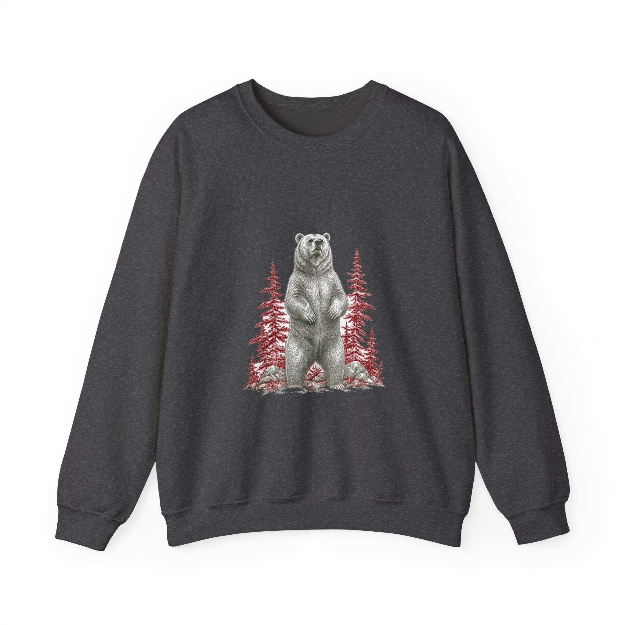 Matching Couple Sweatshirt - Bear & Deer Matching Couple Premium Fleece Sweatshirt Hand-Drawn Art His Hers Anniversary Gift - Design A