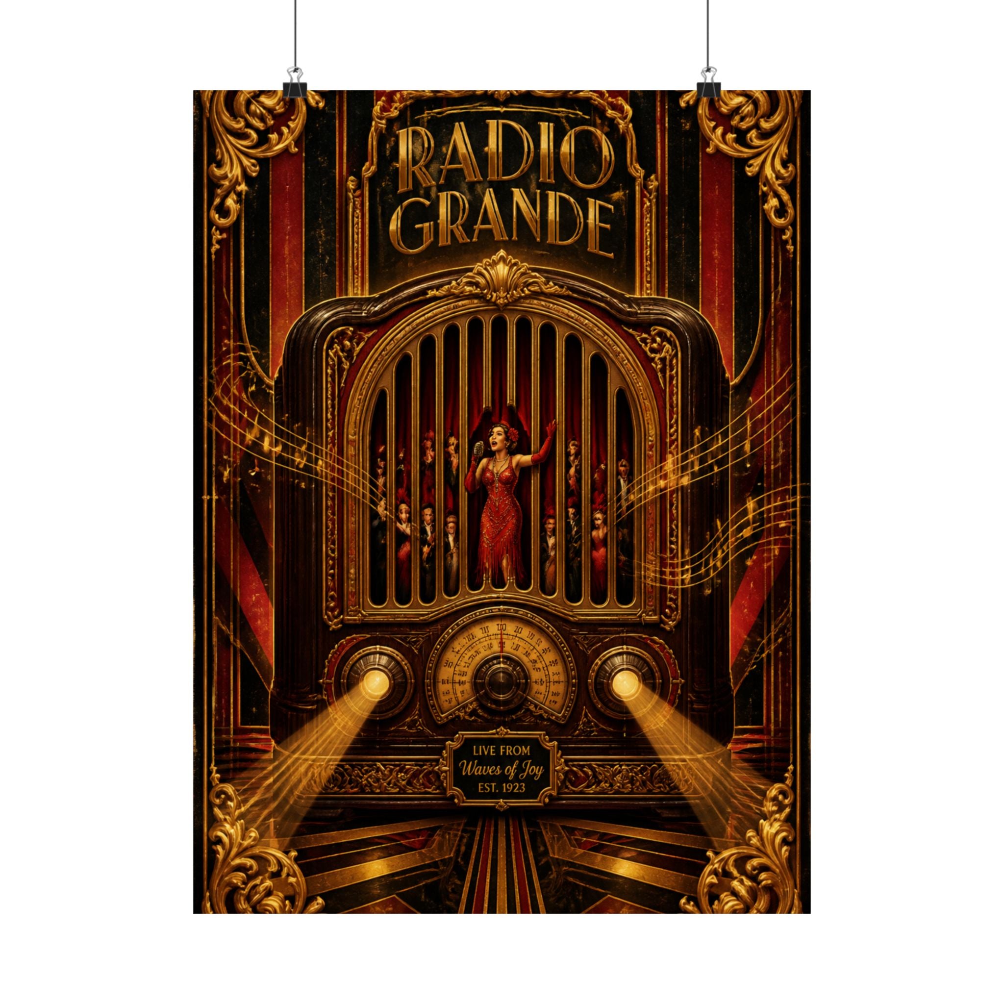 Vintage Radio Stage Wall Art Poster 18×24 Baroque Home Office Decor Maximalist Print