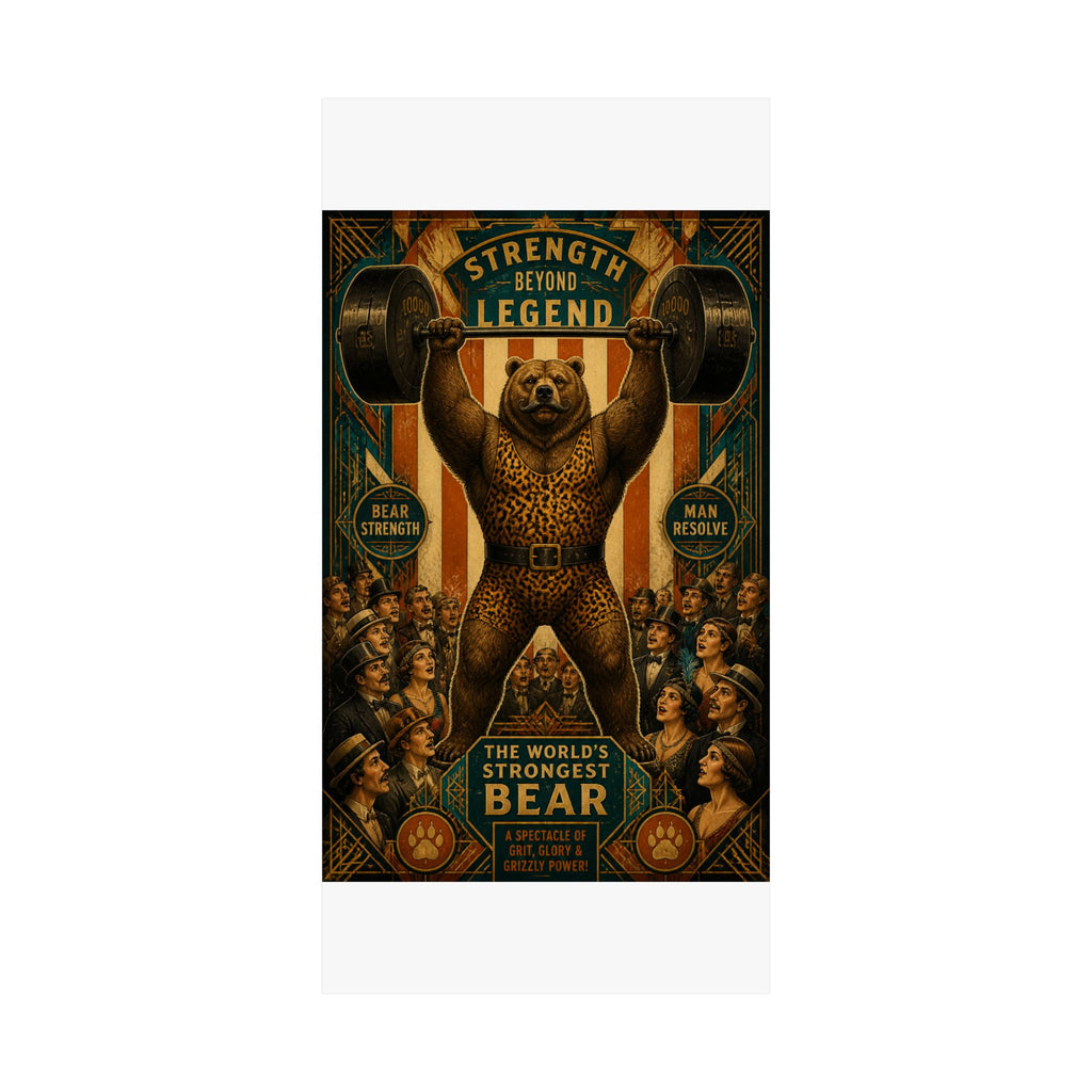 Strongman Bear Wall Art Poster 18×24 Art Deco Entryway Decor Maximalist Print