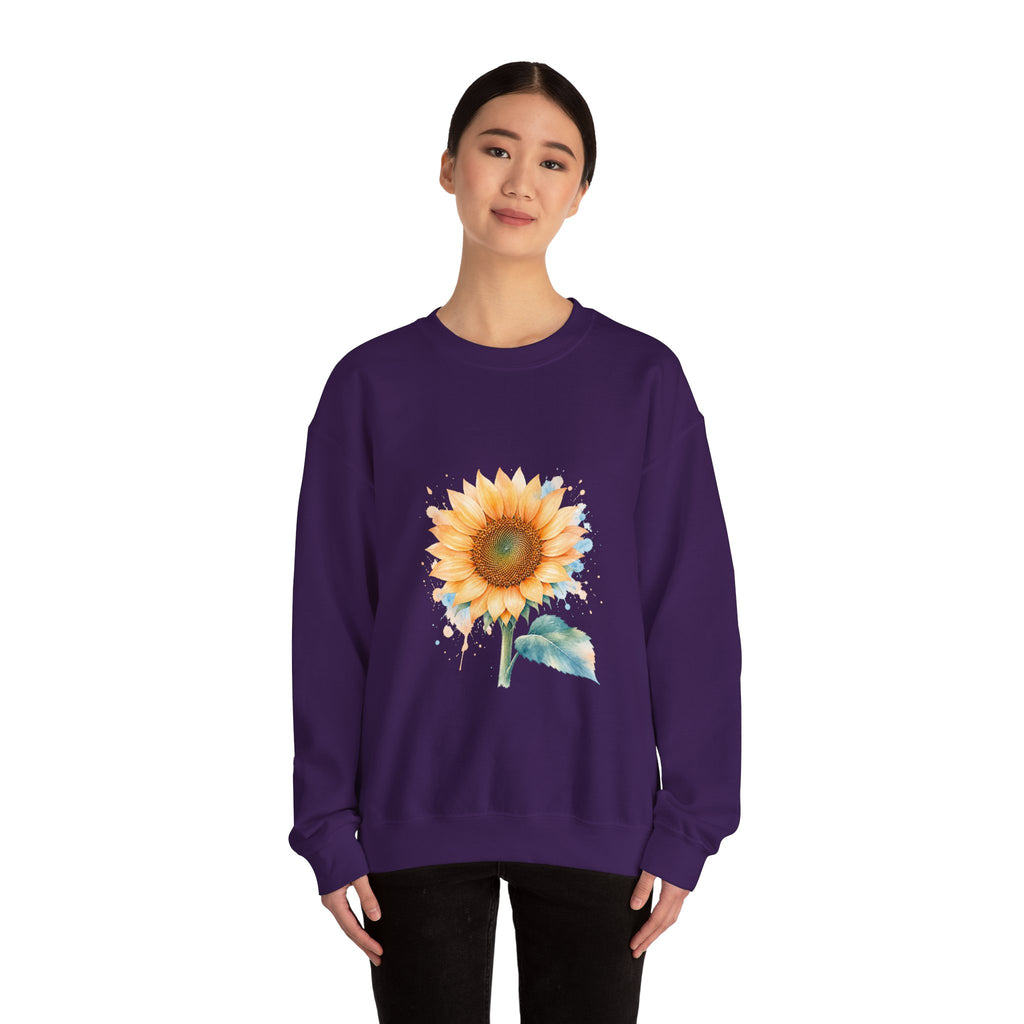 Matching Couple Sweatshirt - Sunflower & Moonflower Matching Couple Crewneck Sweatshirt Watercolor Art His Hers Engagement Gift - Design A