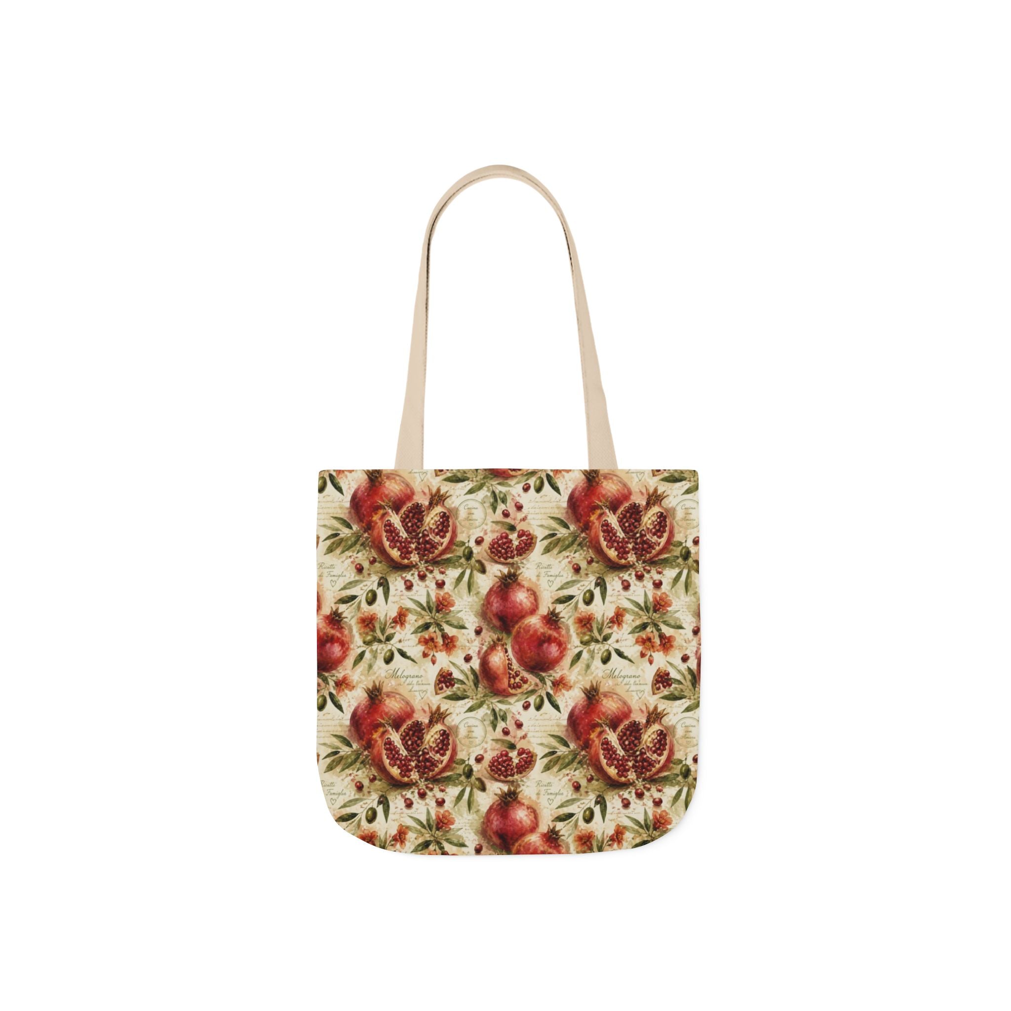 Split Pomegranates Canvas Tote Bag Mediterranean Kitchen Watercolor Splash Design Italian Cottagecore Gift