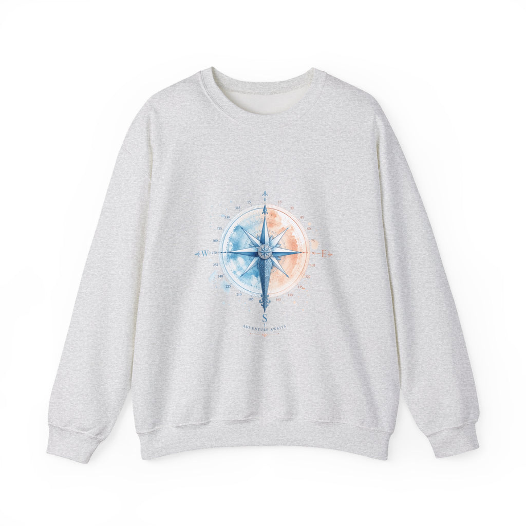Matching Couple Sweatshirt - Compass North & South Matching Couple Premium Fleece Sweatshirt Watercolor Art His Hers Birthday Gift - Design B