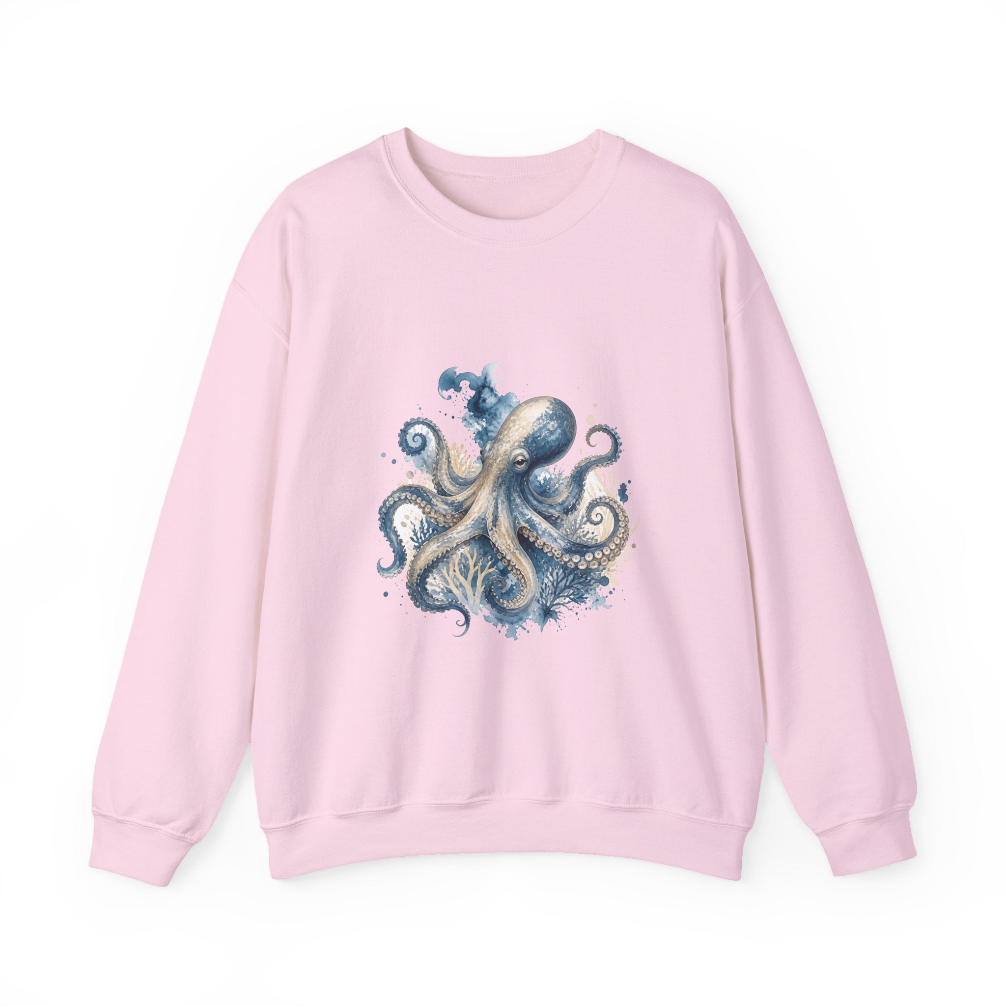 Matching Couple Sweatshirt - Octopus & Jellyfish Matching Couple Crewneck Sweatshirt Watercolor Art His Hers Engagement Gift - Design A