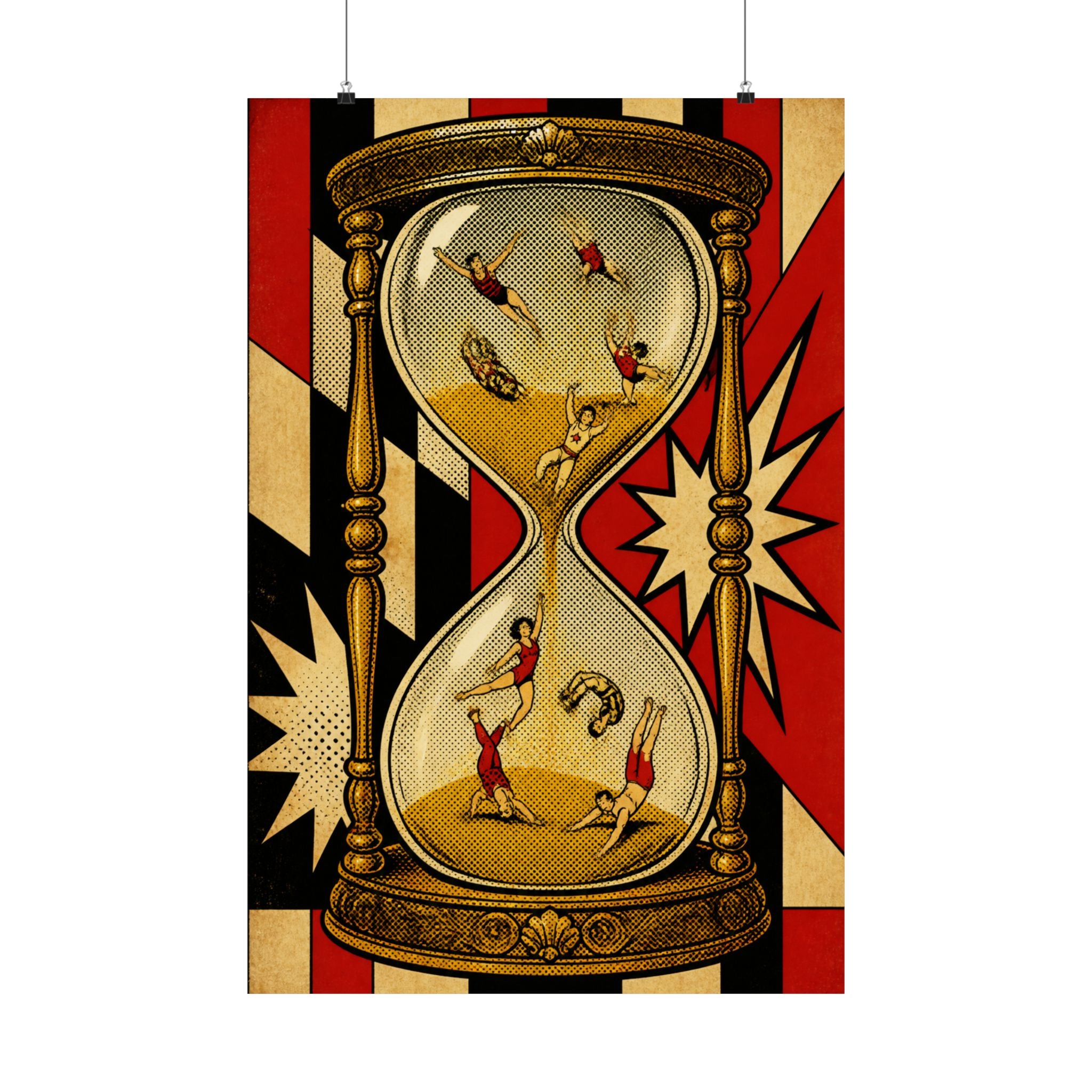 Hourglass Acrobats Wall Art Poster 18×24 Pop Art Living Room Decor Maximalist Print