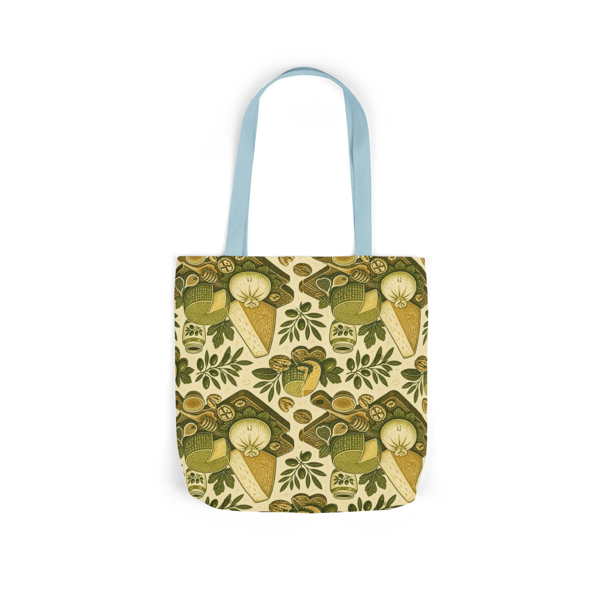 Italian Cheese Board Canvas Tote Bag Mediterranean Kitchen Linocut Design Italian Cottagecore Gift