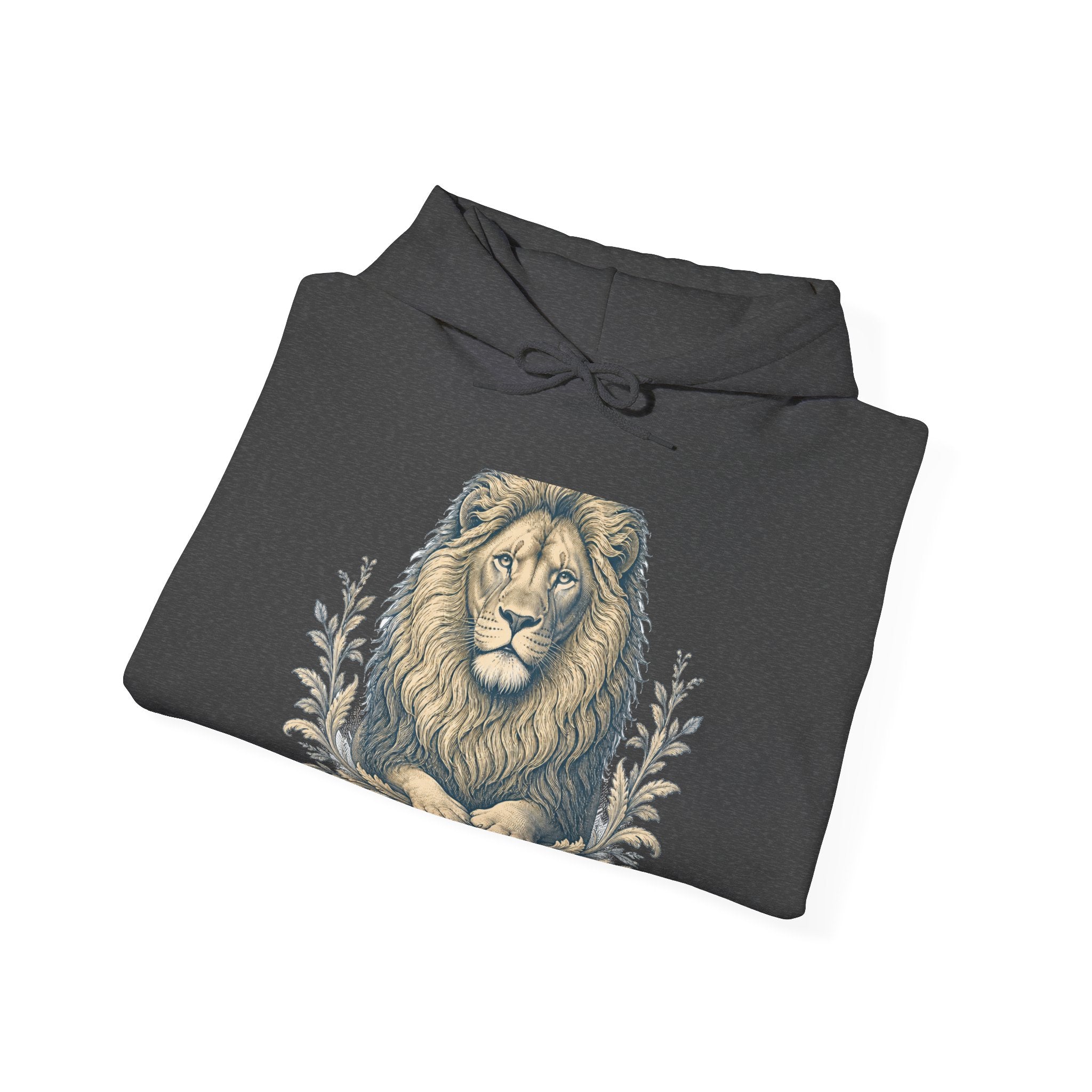 Matching Couple Sweatshirt - Lion & Lamb Matching Couple Hooded Sweatshirt Vintage Art His Hers Wedding Gift - Design A