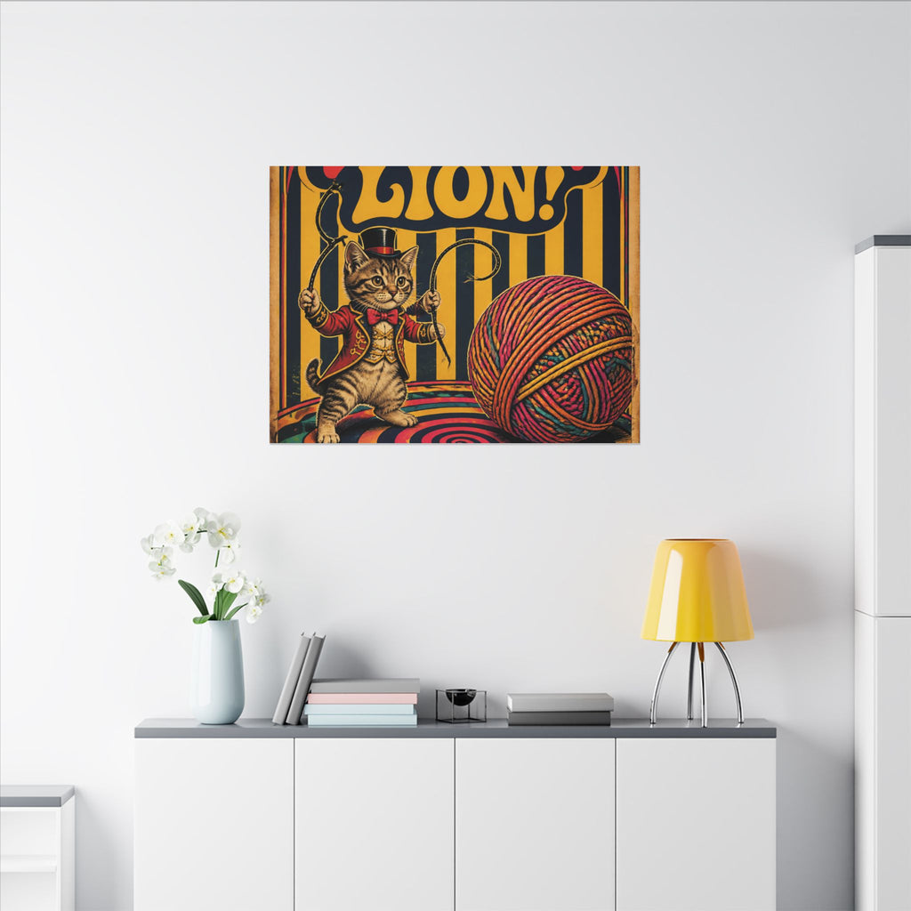 Cat Lion Tamer Wall Art Canvas 24×36 Psychedelic Dining Room Decor Maximalist Print