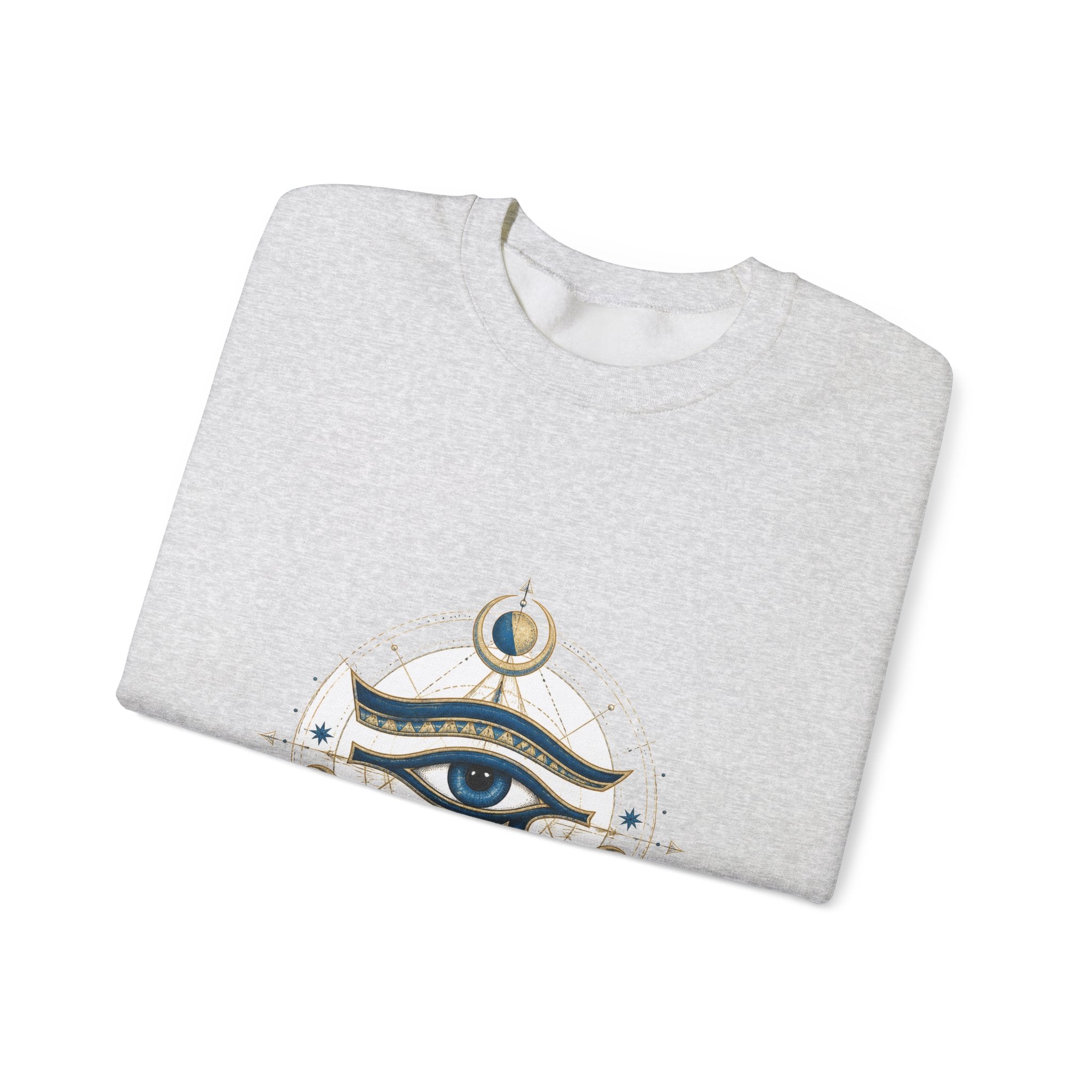 Matching Couple Sweatshirt - Eye of Ra & Horus Matching Couple Comfort Colors Crew Hand-Drawn Art His Hers Anniversary Gift - Design B
