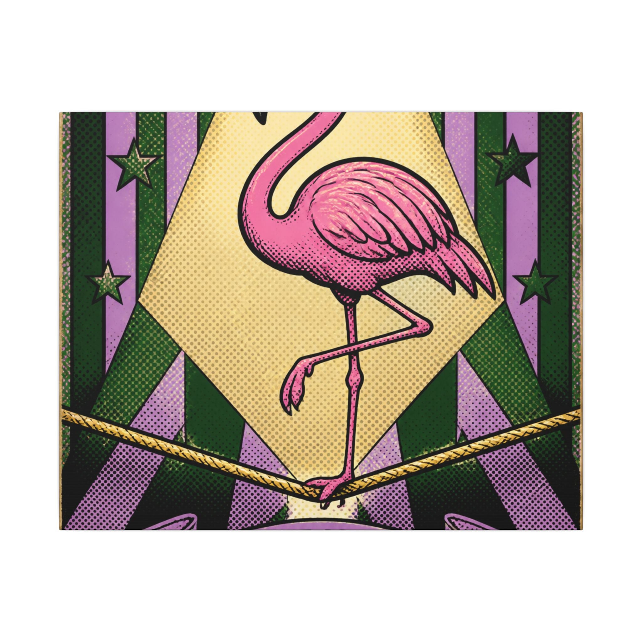 Flamingo Tightrope Wall Art Canvas 16×20 Pop Art Living Room Decor Maximalist Print