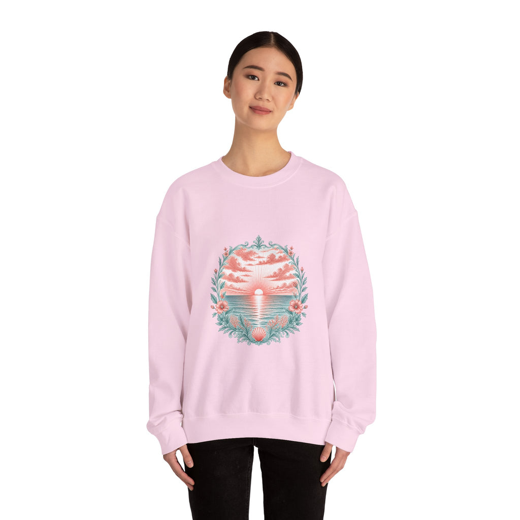 Matching Couple Sweatshirt - Sunrise & Sunset Matching Couple Crewneck Sweatshirt Vintage Art His Hers Wedding Gift - Design A