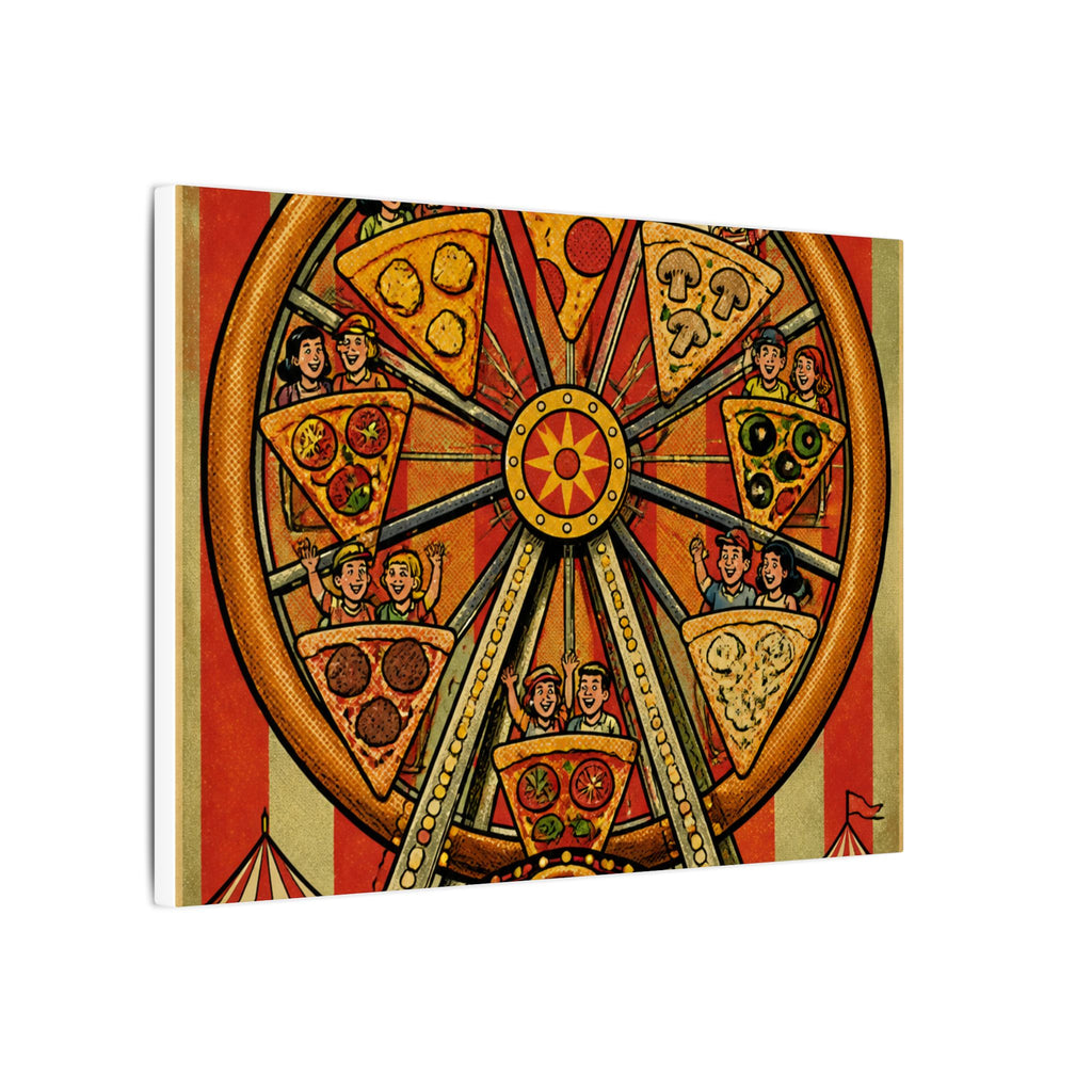 Pizza Ferris Wheel Wall Art Canvas 24×36 Pop Art Restaurant Decor Maximalist Print