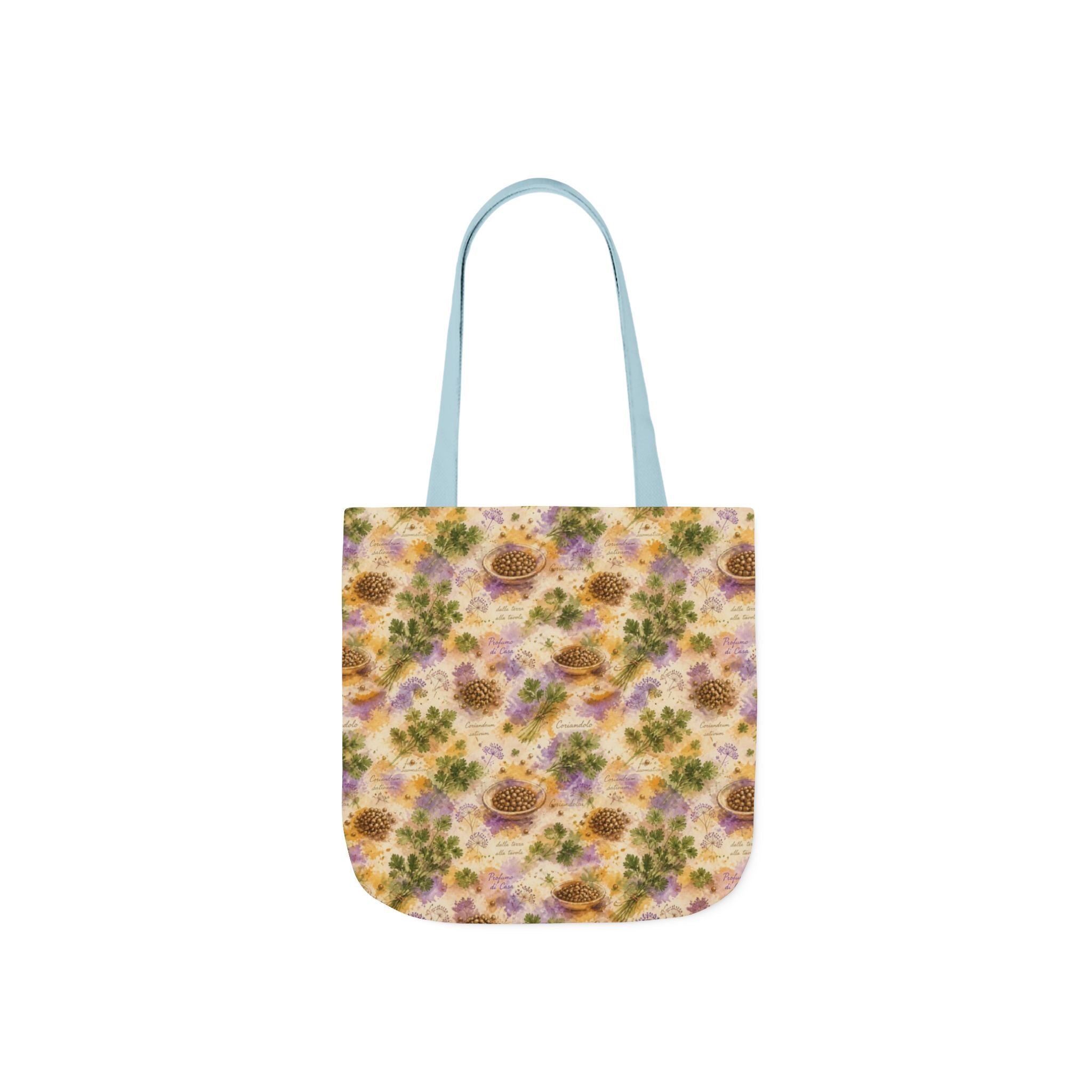Coriander & Seeds Canvas Tote Bag Mediterranean Kitchen Watercolor Splash Design Italian Cottagecore Gift